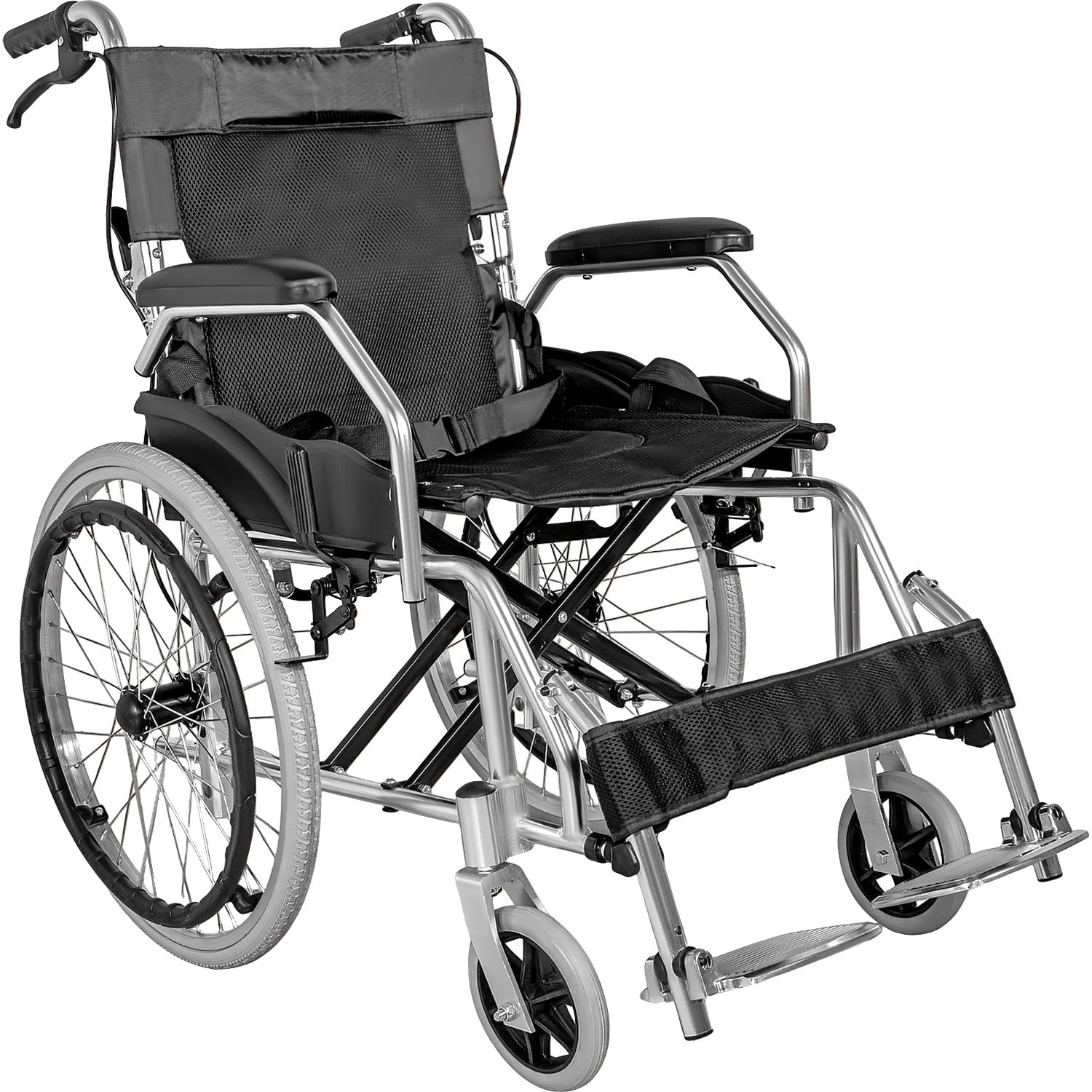 Silla Ruedas Aluminio Ligera Resiste 120kg 20 Pulgadas Color Negro Nanofort