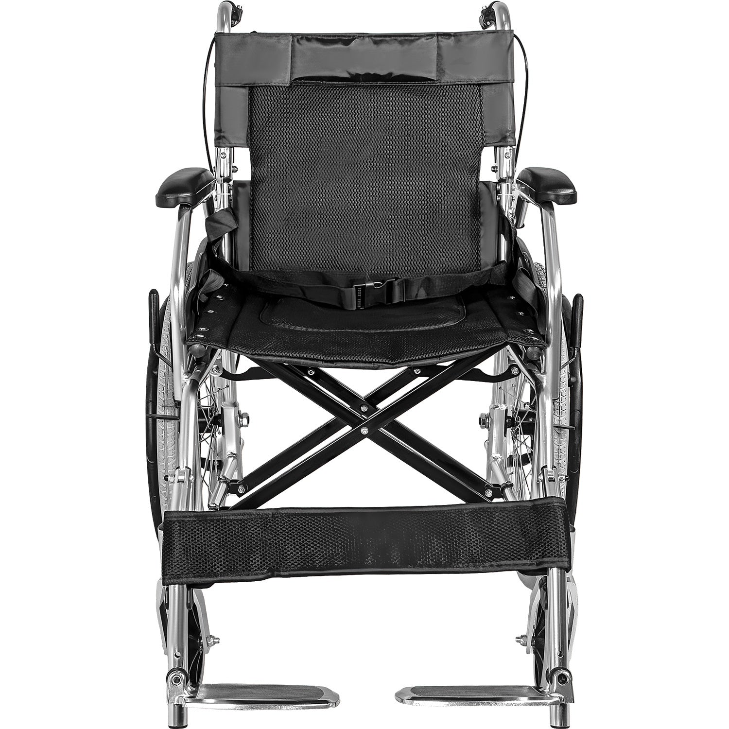 Silla Ruedas Aluminio Ligera Resiste 120kg 20 Pulgadas Color Negro Nanofort