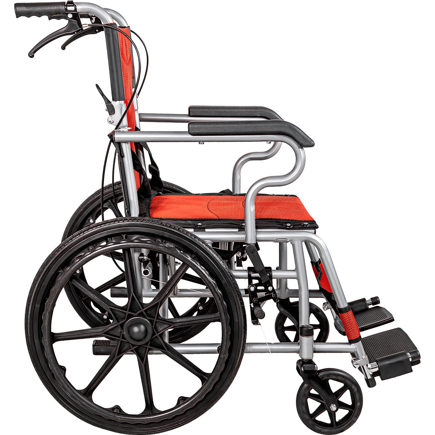 Silla Ruedas Plegable Aluminio Ligera Todo Terreno Premium Color Rojo