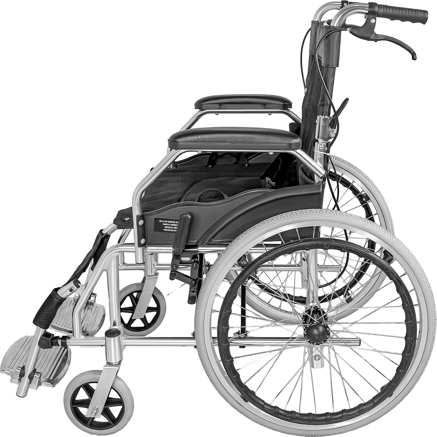 Silla Ruedas Aluminio Ligera Resiste 120kg 20 Pulgadas Color Negro Nanofort