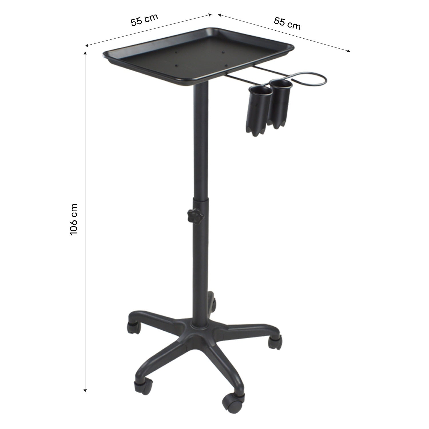Mesa Auxiliar Estetica Soportes Laterales Mueble Spa Barberia Color Negro