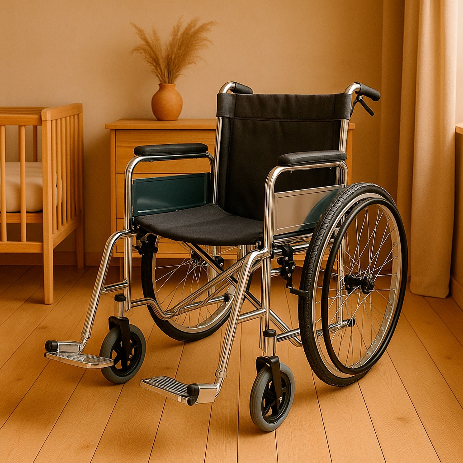 Silla de Ruedas Todo Terreno Plegable Uso Rudo Marco de Acero