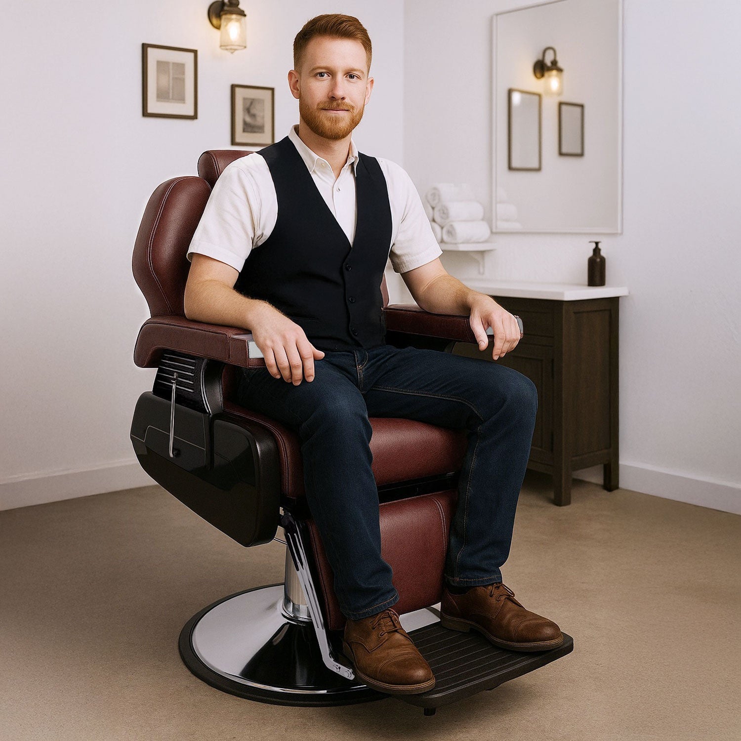 Sillon de Barbero Neumatico para Barberia, Peluqueria o Estetica Cafe