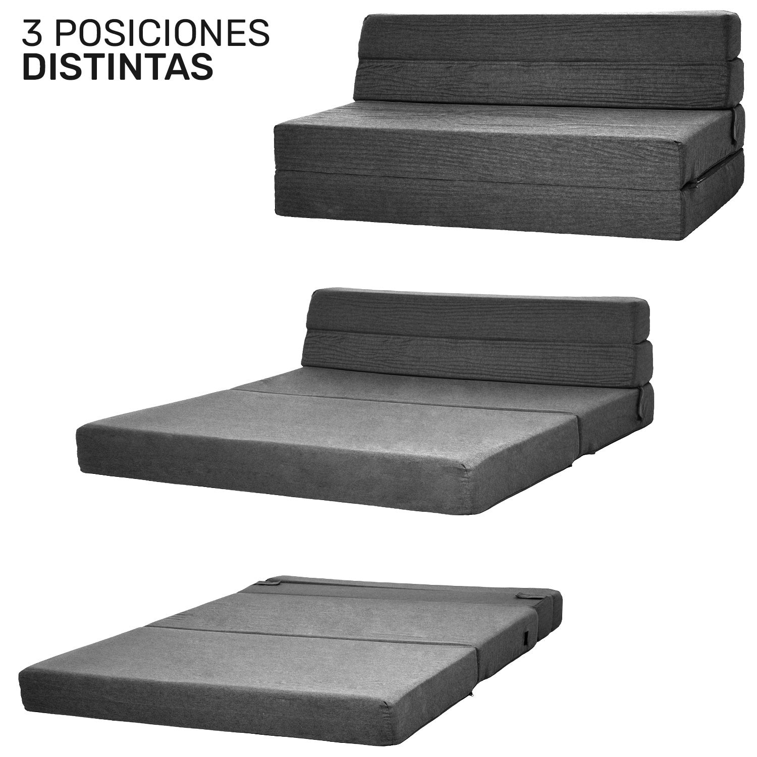 Sofa Cama Futon Plegable Modular Sala Mueble 3 En 1 Negro