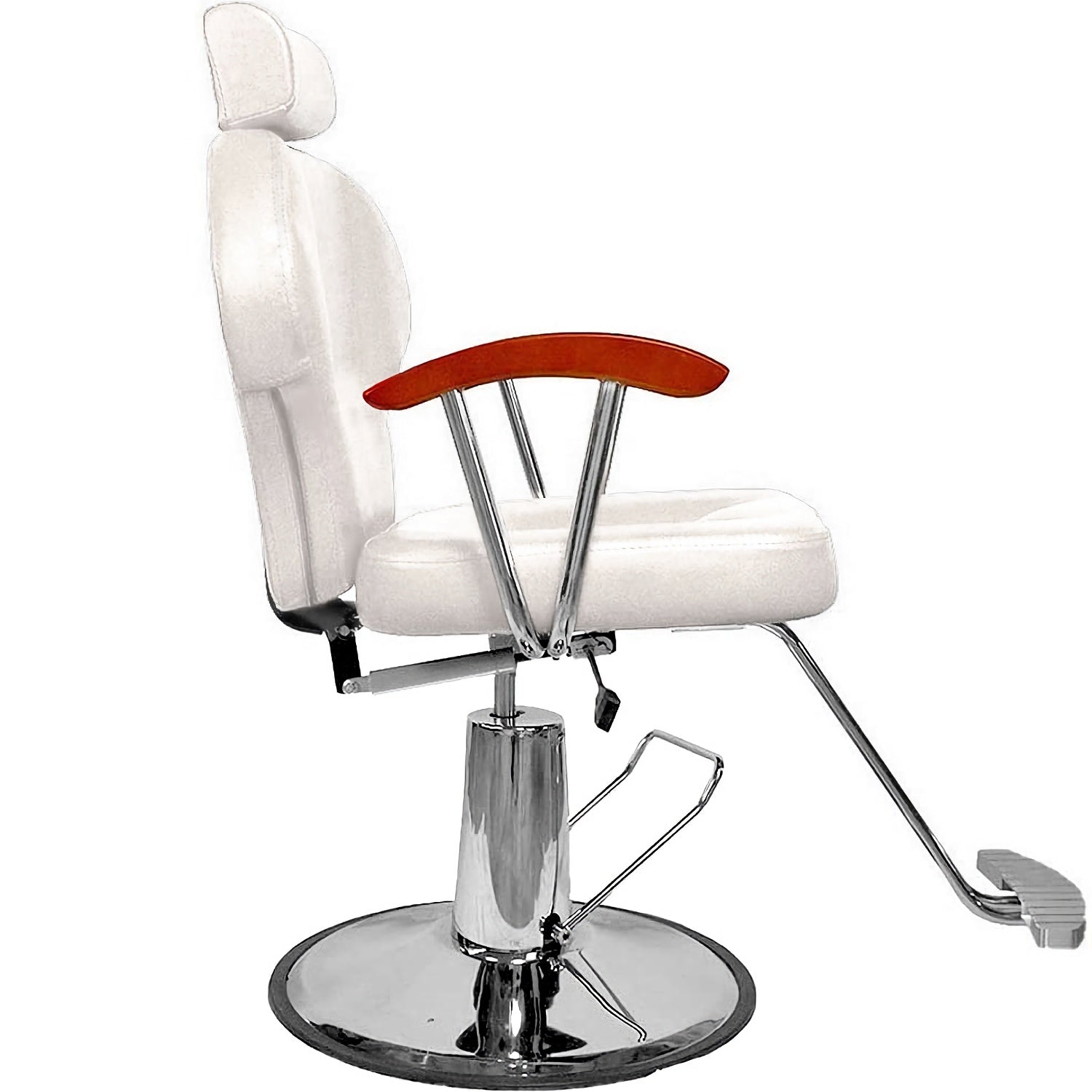 Silla de Barberia Hidraulica Sillon Reclinable para Salon Altura Ajustable Blanca