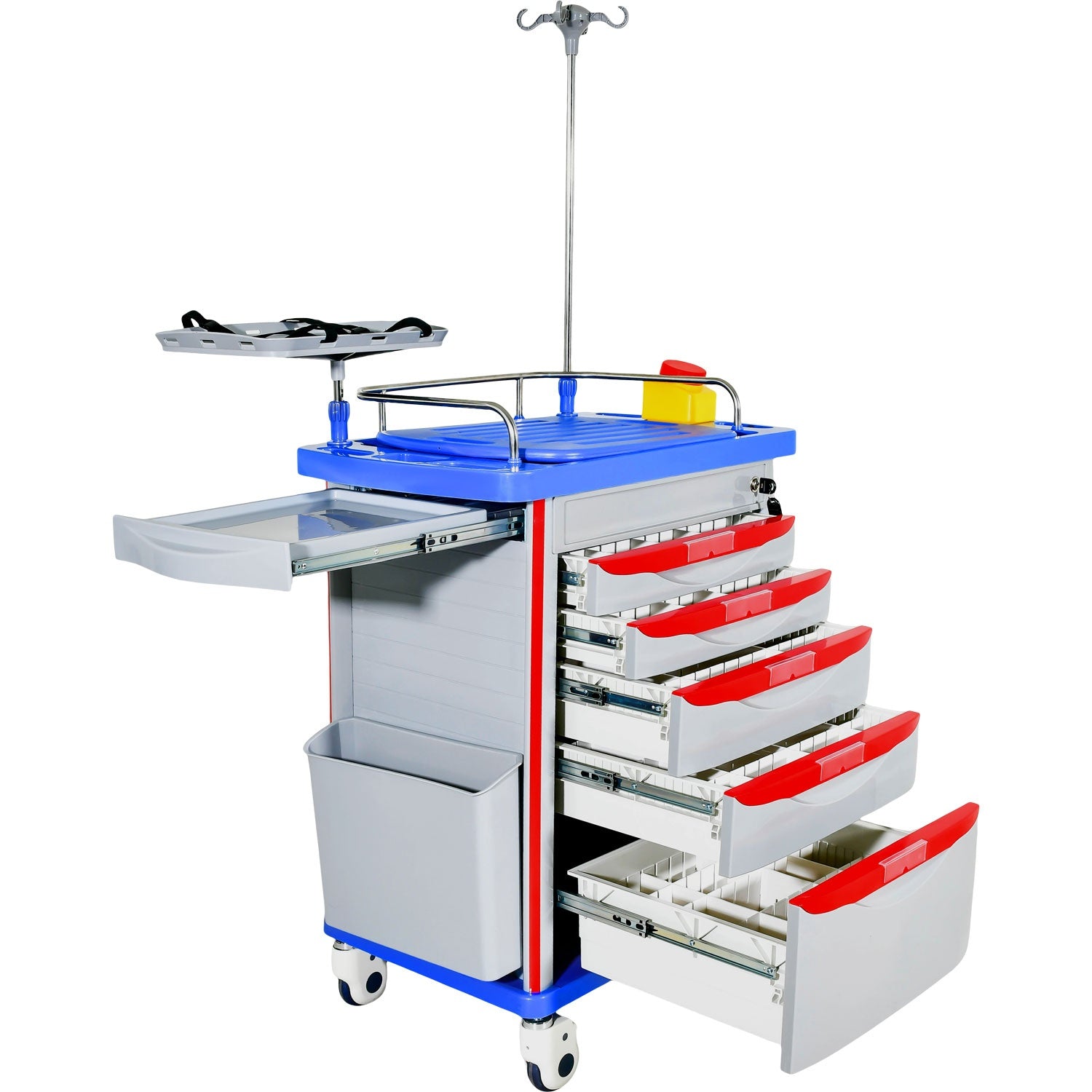 Carro Rojo De Emergencia Paro Abs Aluminio 5 Cajones