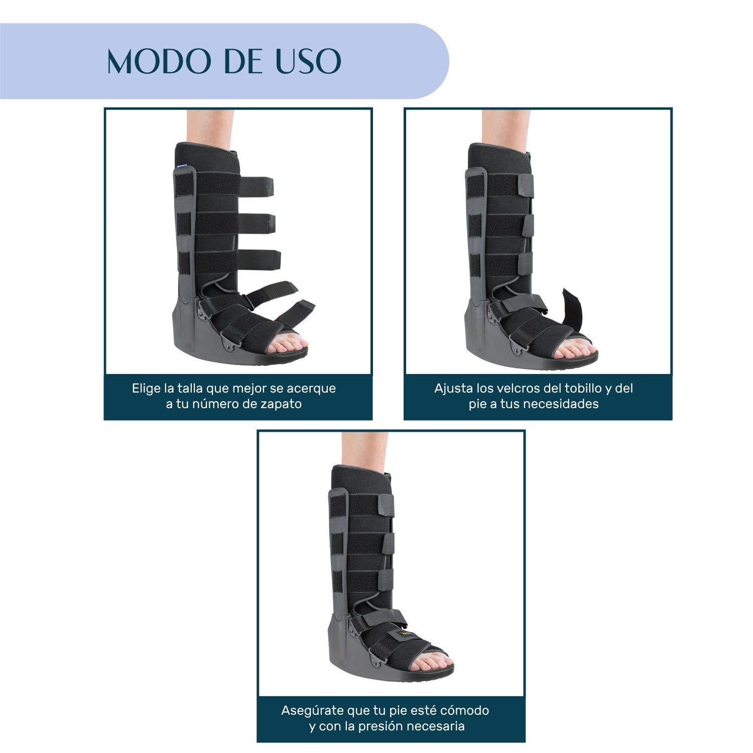 Bota Ortopedica Larga Inmovilizador Tobillo Talla M