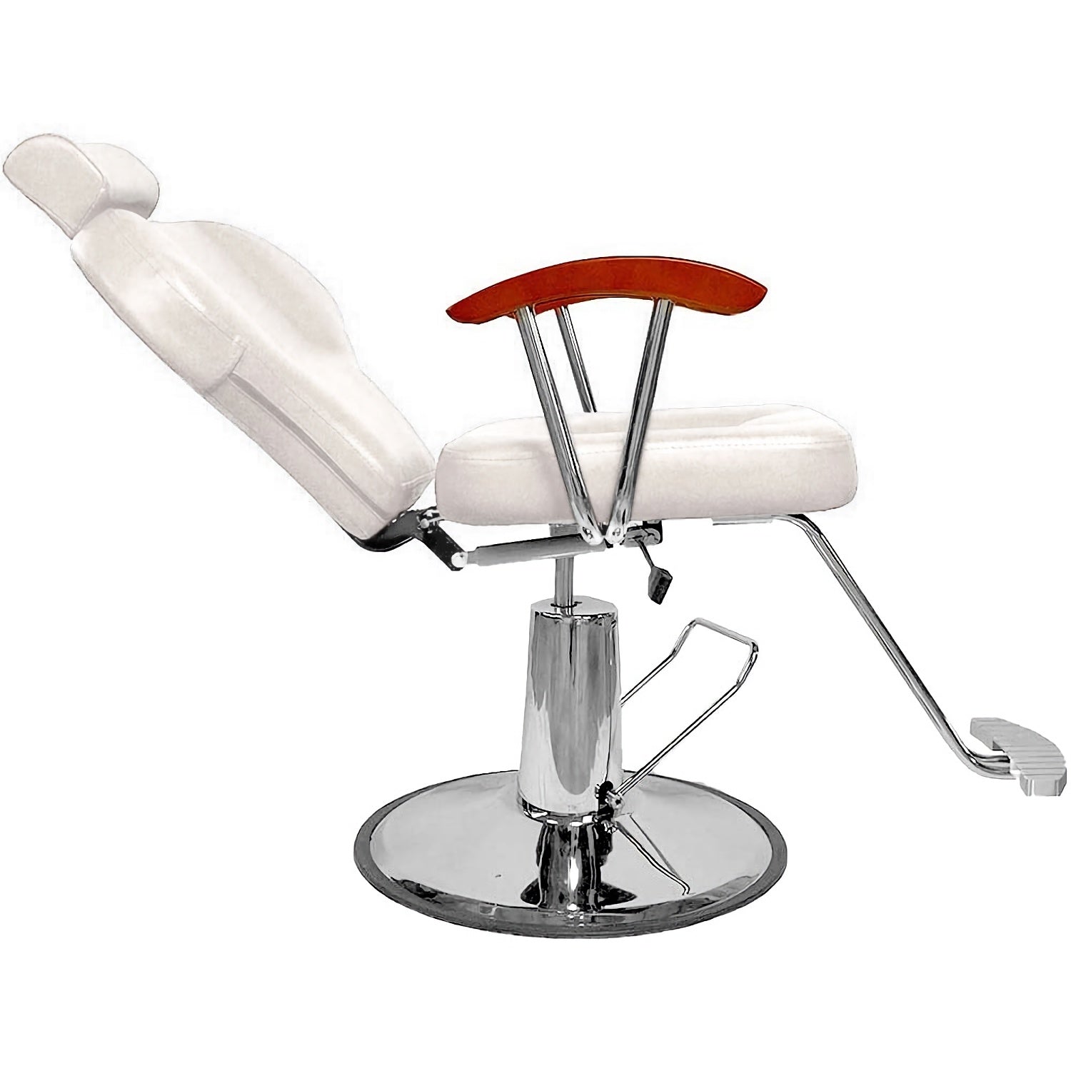 Silla de Barberia Hidraulica Sillon Reclinable para Salon Altura Ajustable Blanca