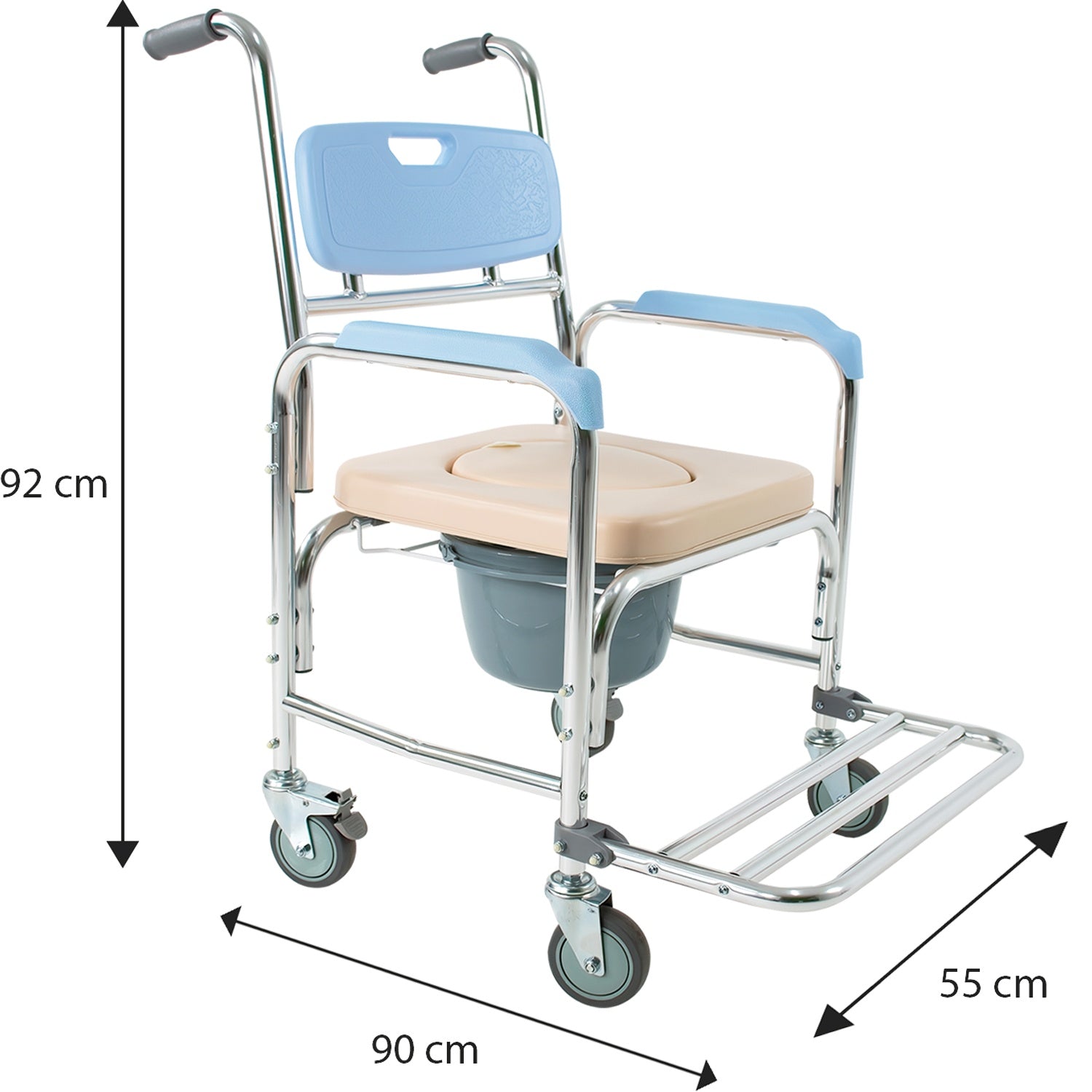 Silla Baño Adulto Discapacitados Ducha Wc Comodo Ruedas 3-1
