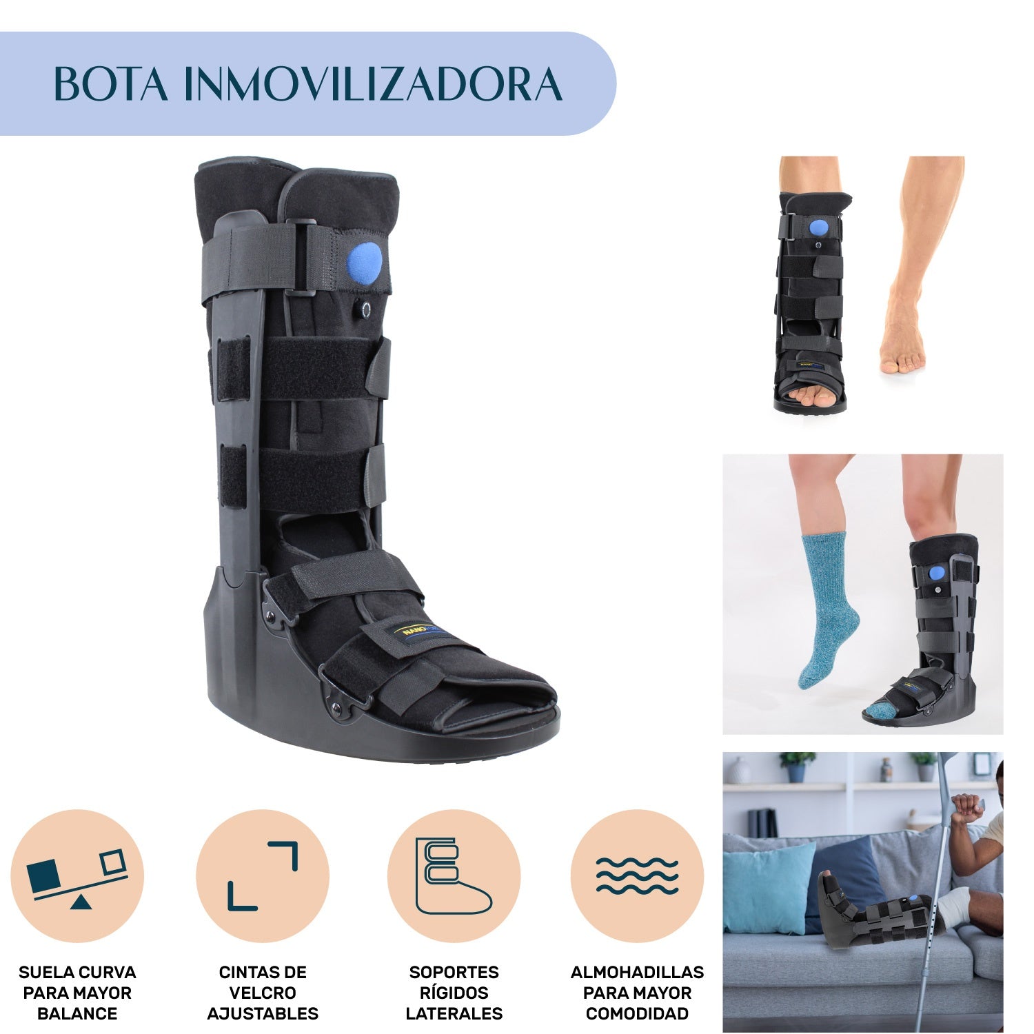 Bota Neumatica Ortopedica Ferula Walker Larga Inmovilizador Grande