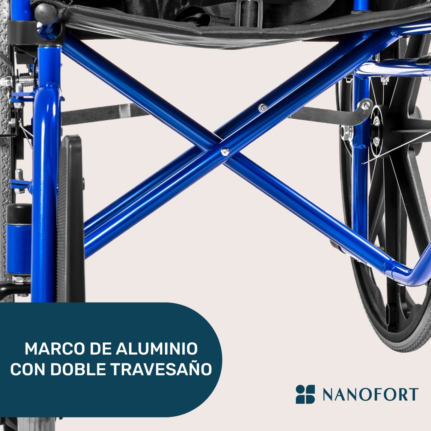 Silla de Ruedas Plegable Ligera Aluminio Todo Terreno 2 Frenos