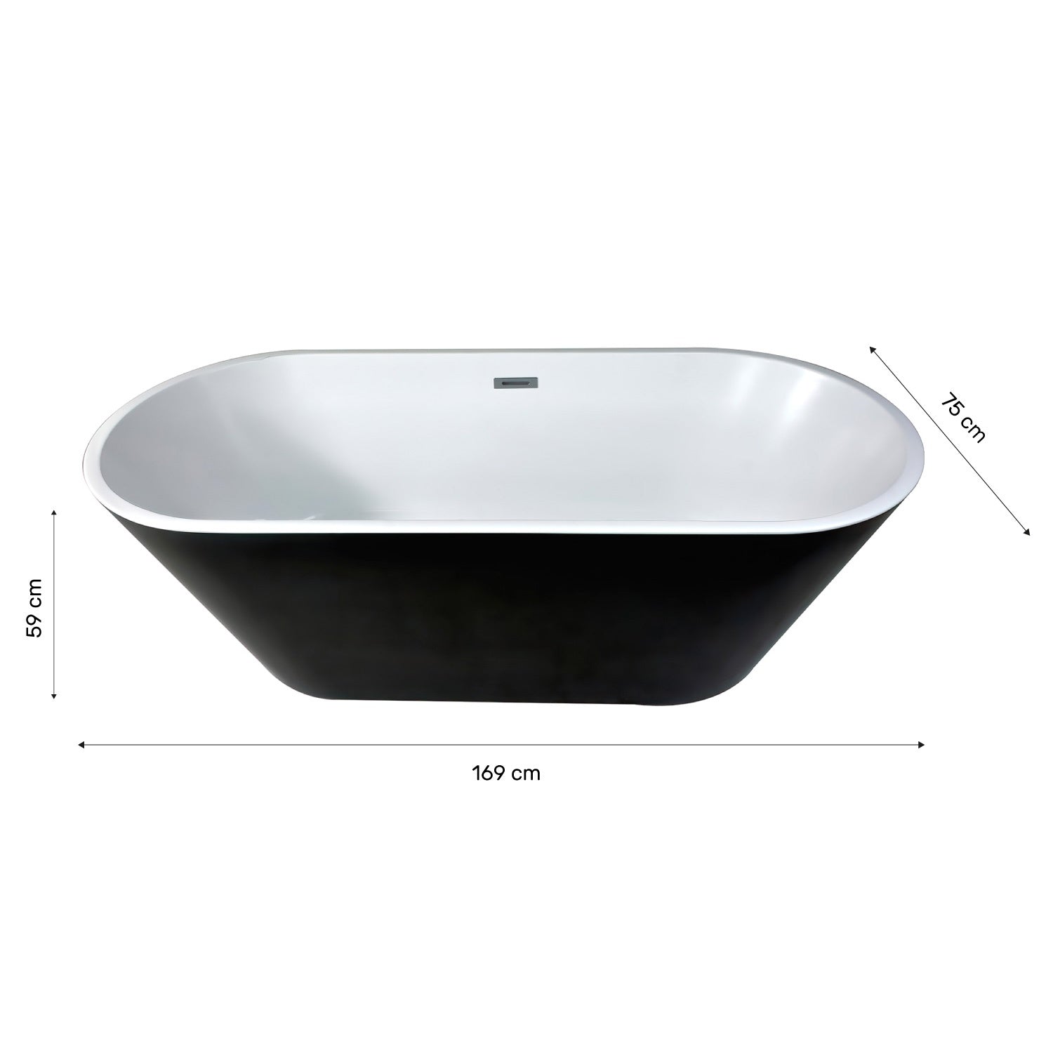 Tina Baño Lujo 2 Personas Fibra De Vidrio 169 X 75.5 X 59 Cm Marca Houzer