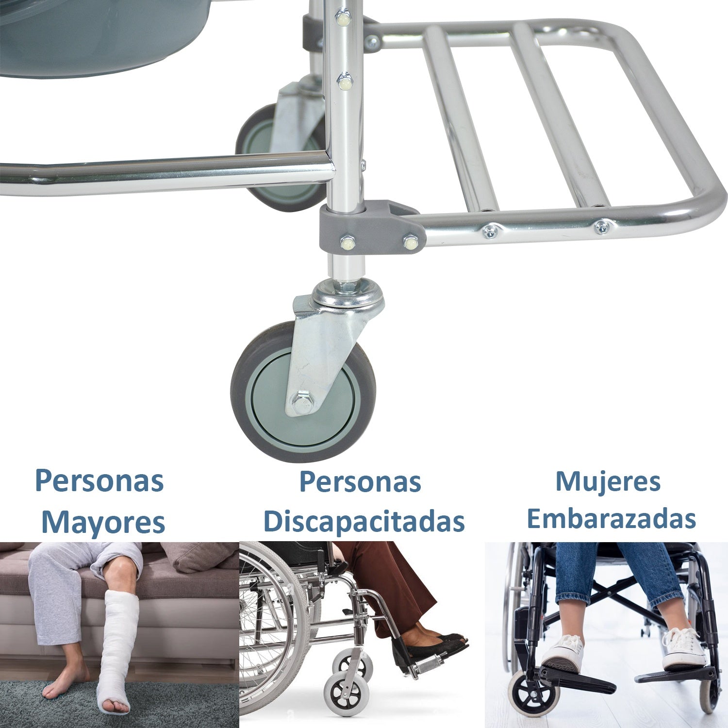 Silla Baño Adulto Discapacitados Ducha Wc Comodo Ruedas 3-1