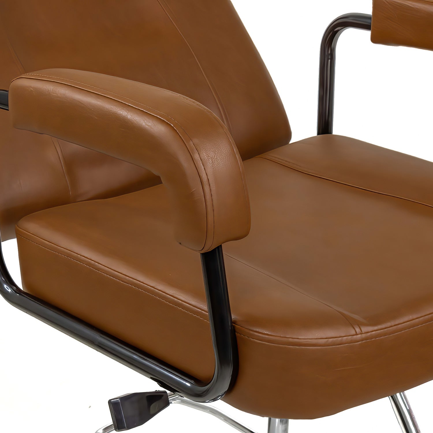 Silla Estética Barberia Gira 360° Neumática Cuadrada Ajustable Inclinación 45° Café