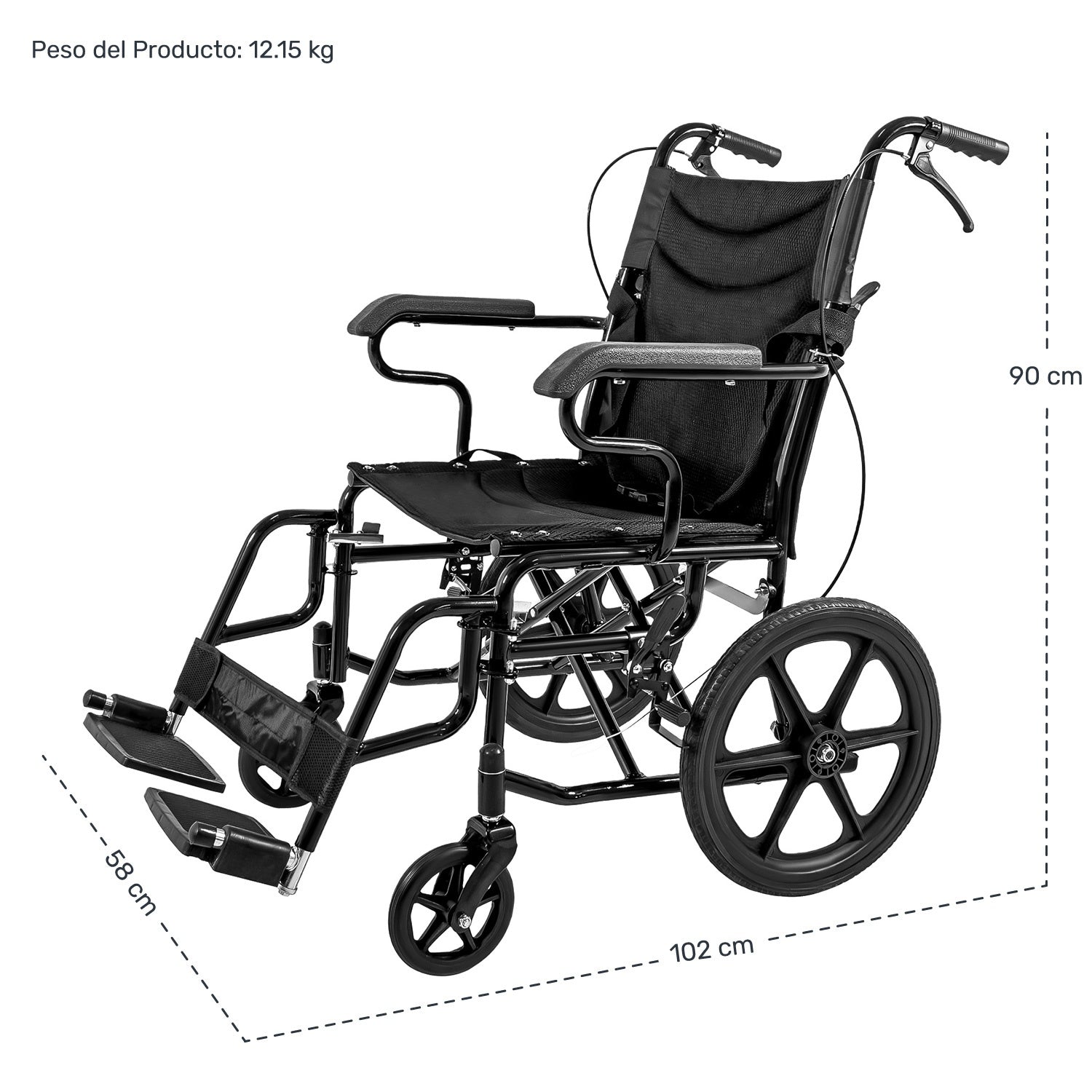 Silla Ruedas Plegable Traslado Adulto C/freno En Agarradera
