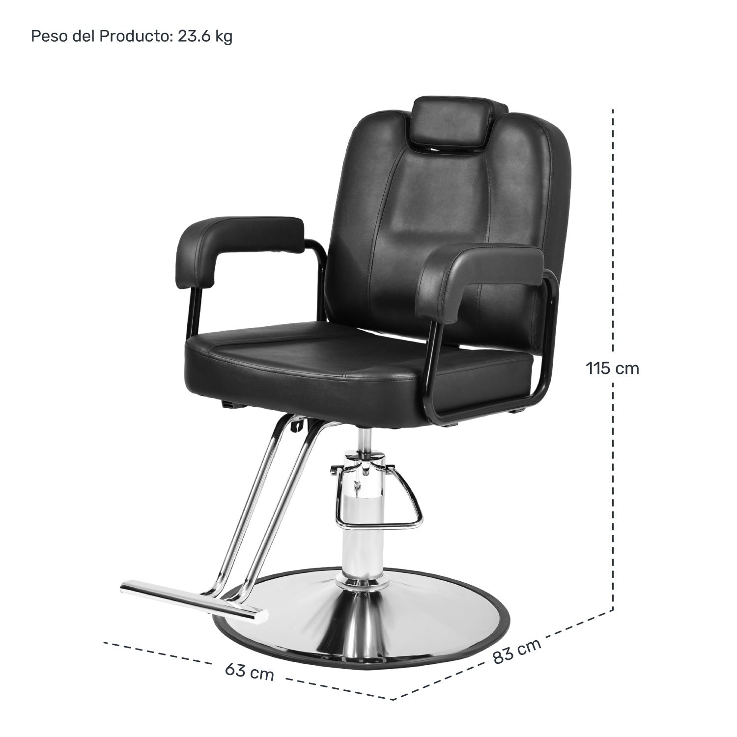 Silla Estetica Barberia Giro 360° Neumatica Ajustable Salon