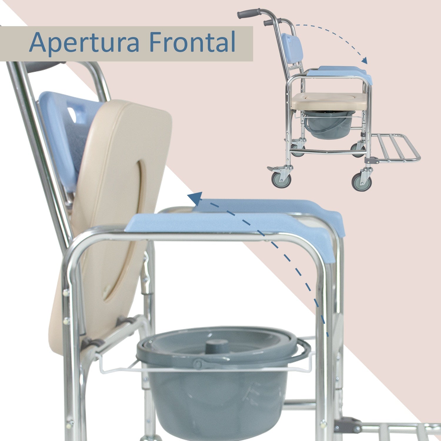 Silla Baño Adulto Discapacitados Ducha Wc Comodo Ruedas 3-1