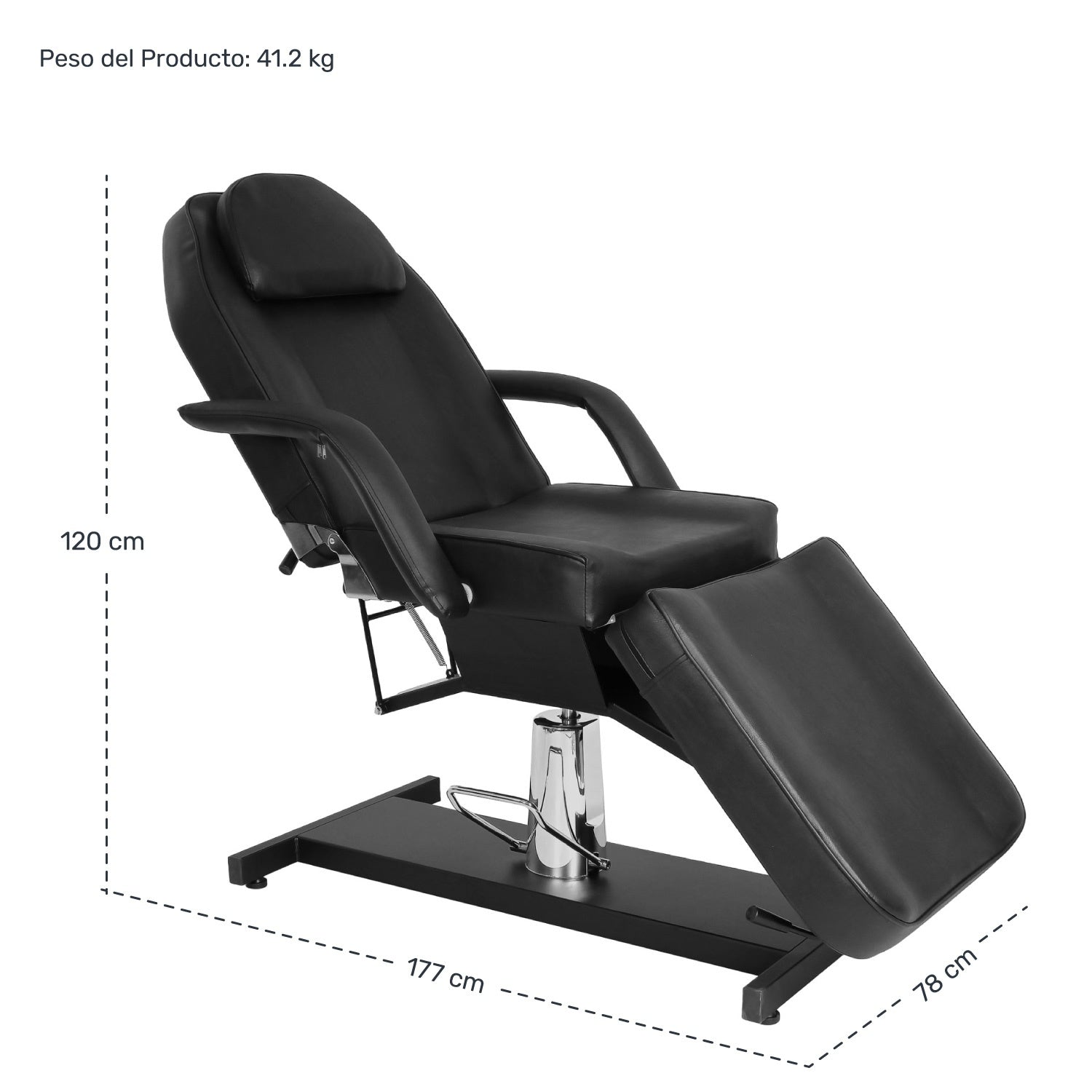 Silla Faciales Cama Camilla Sillón Spa Masaje Hidráulica Negra