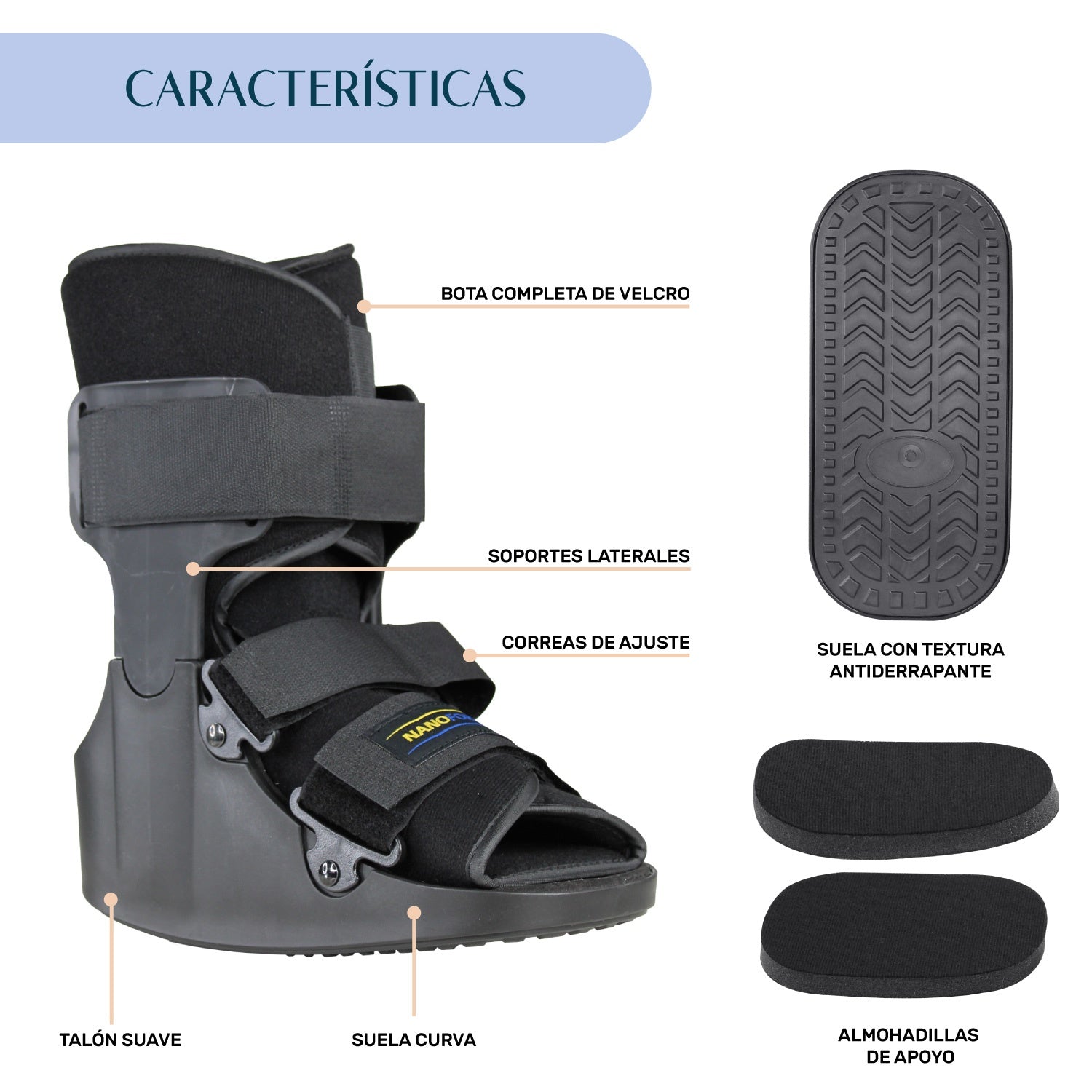 Bota Ortopedica Corta Inmovilizador Tobillo Ferula Walker Talla M