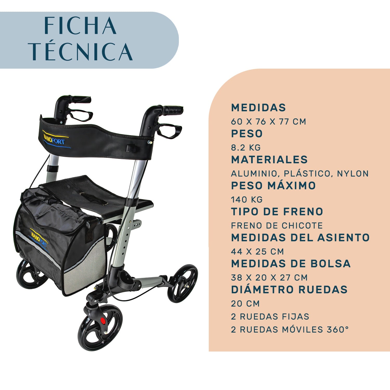 Andadera Silla De Transporte Para Adulto Plegable Ajustable