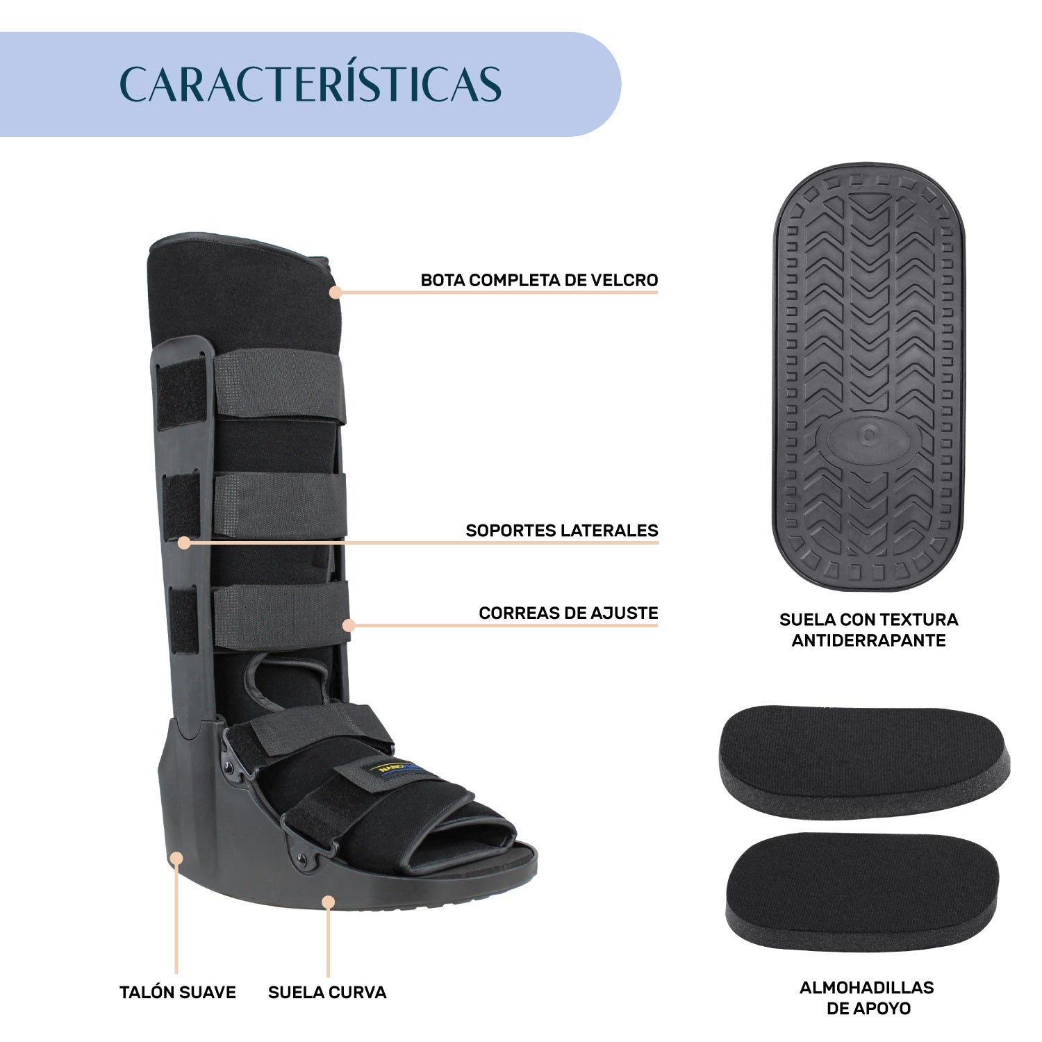 Bota Ortopedica Larga Inmovilizador Tobillo Talla M