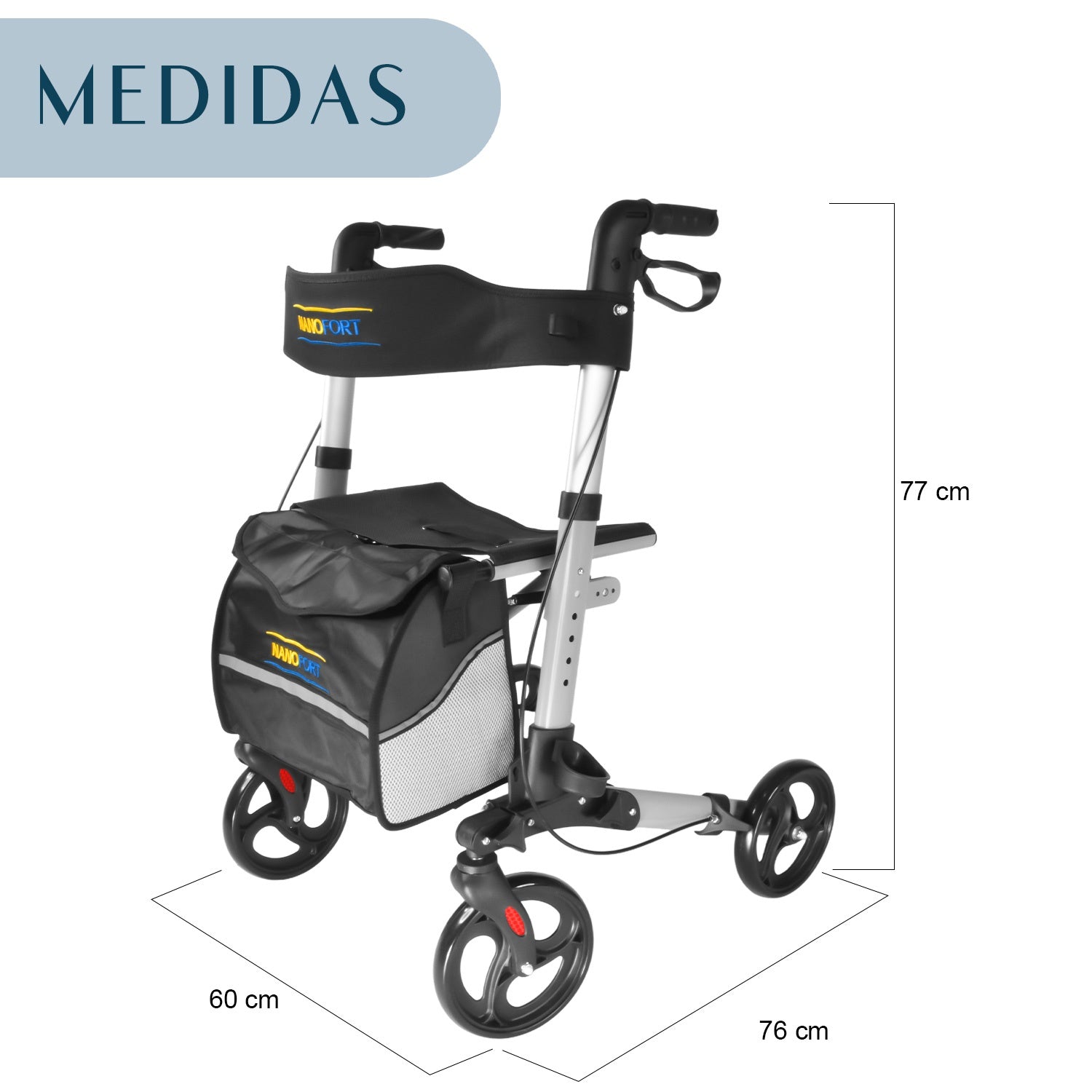 Andadera Silla De Transporte Para Adulto Plegable Ajustable