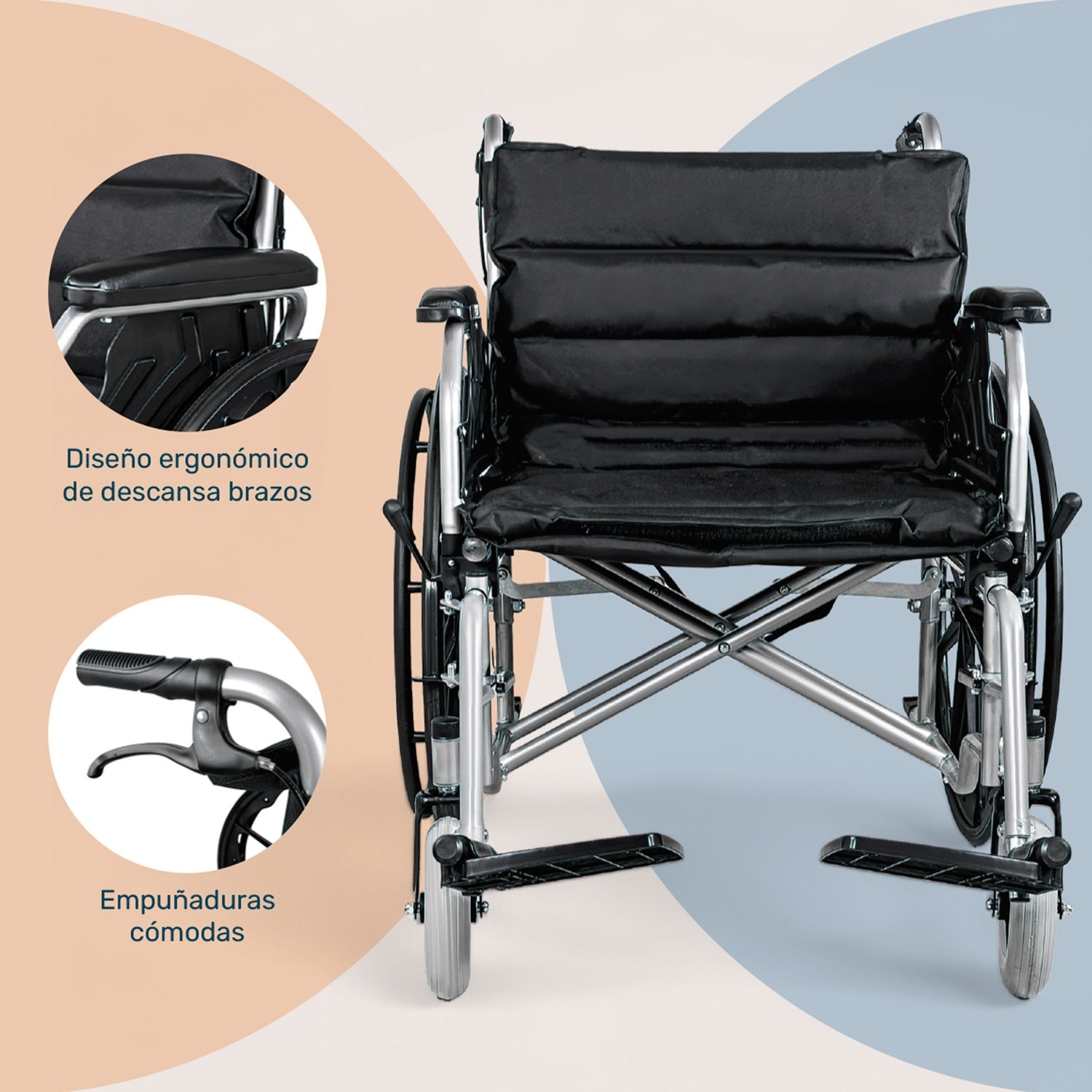 Silla De Ruedas Sobrepeso 150kg Doble Soporte Ancha Robusta