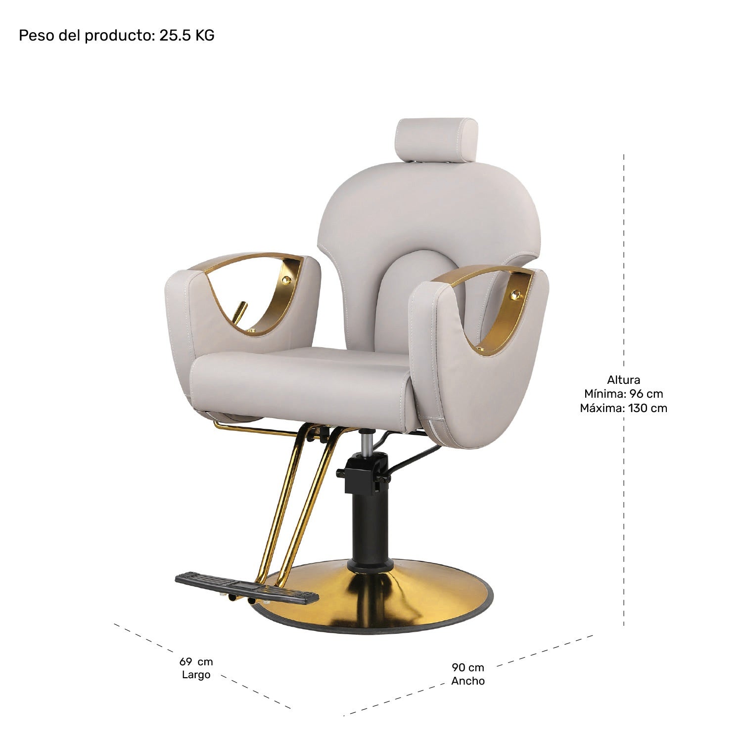 Silla Premium Salon Spa Estetica Neumatica Ajustable Gold