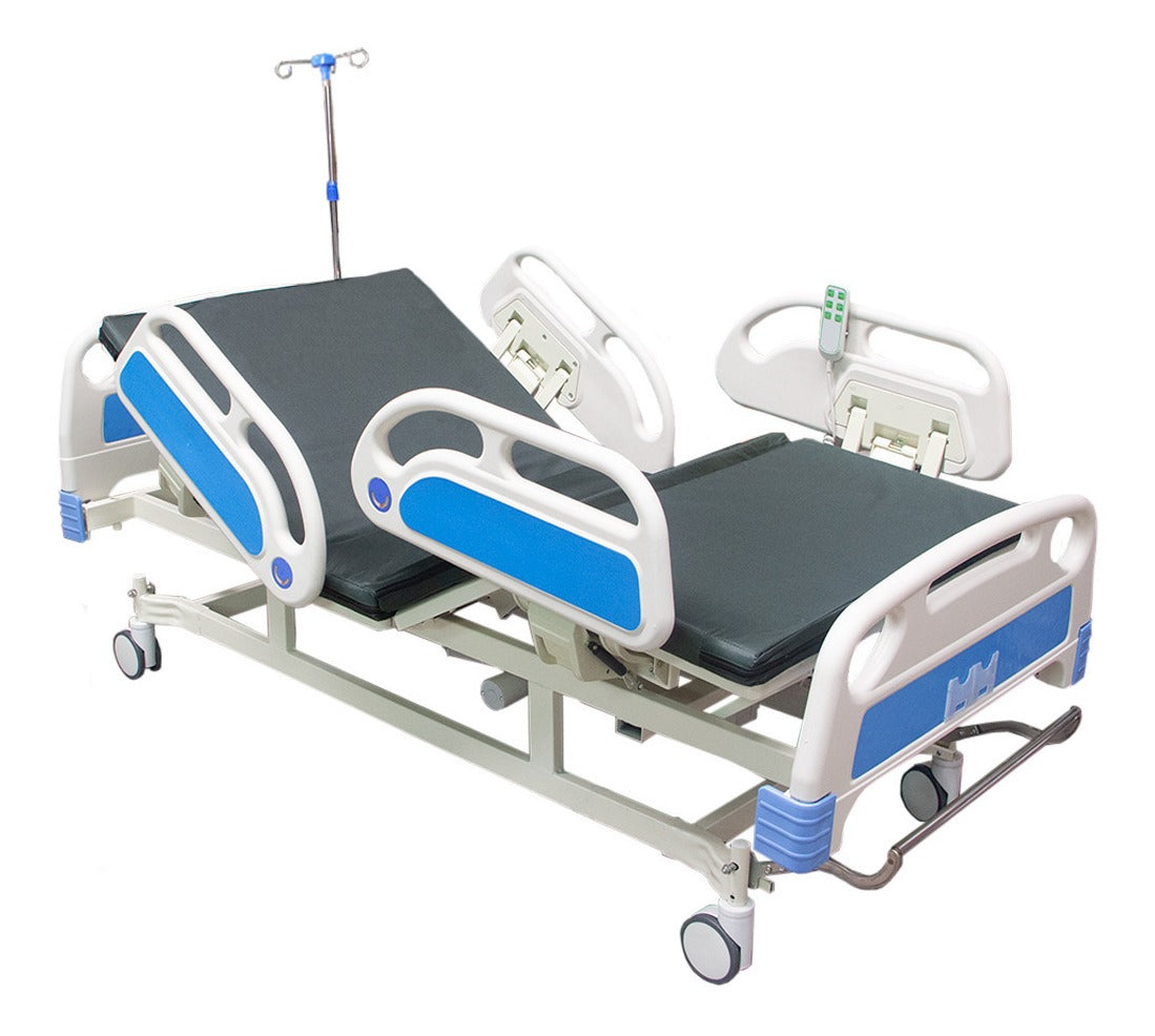 Cama de Hospital Eléctrica con Colchón y Porta Suero