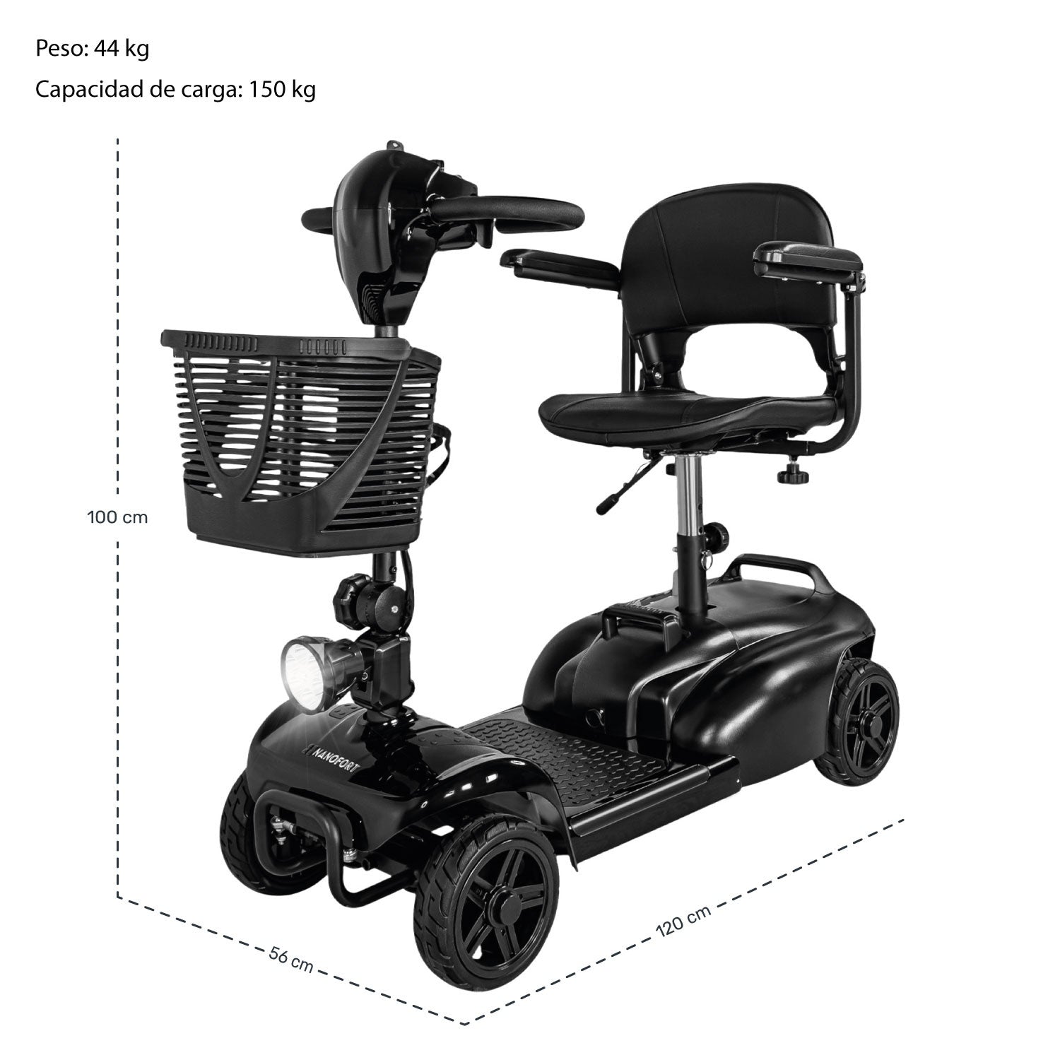 Silla Ruedas Electrica Scooter Recargable Luz Led Plegable	negro