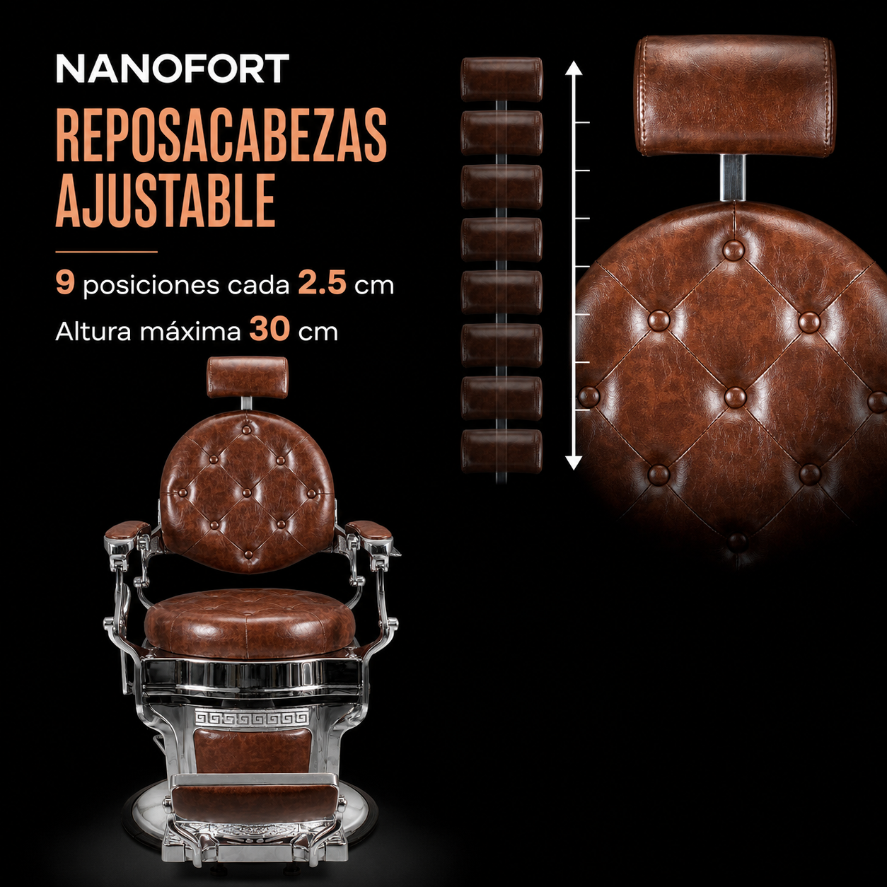 Sillon Barbero Capitonado Premium Barberia Lujo Peluqueria Old Class Cafe
