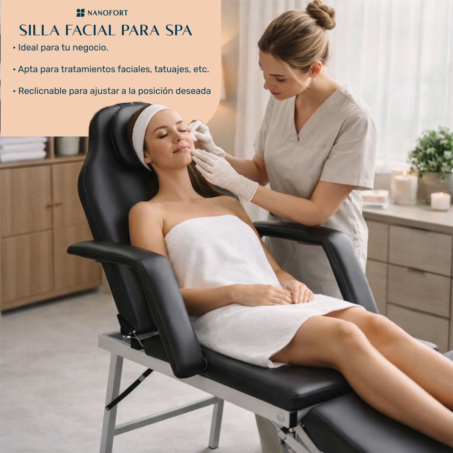 Silla Facial Cama Camilla Sillón Spa Masaje Fisioterapia Tatuajes Negra
