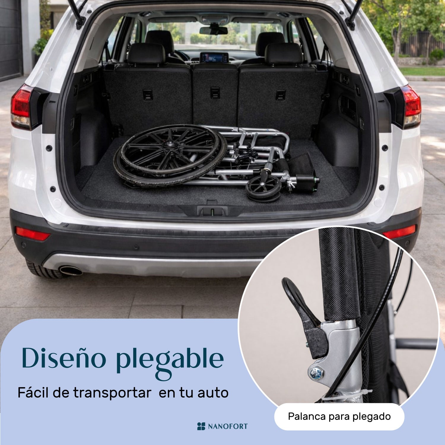 Silla Ruedas Plegable Aluminio Ligera Todo Terreno Premium Color Negro
