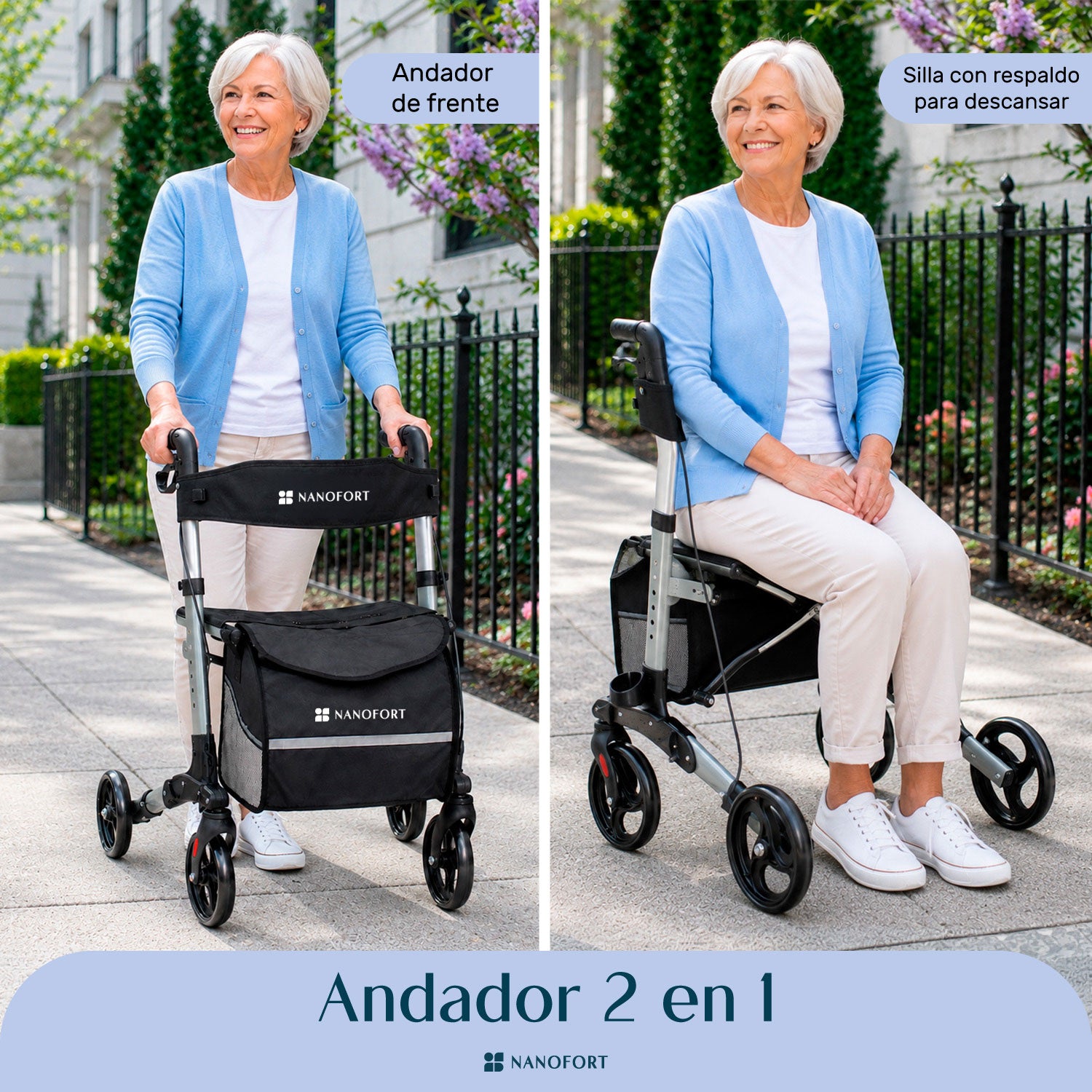Andadera Silla De Transporte Para Adulto Plegable Ajustable