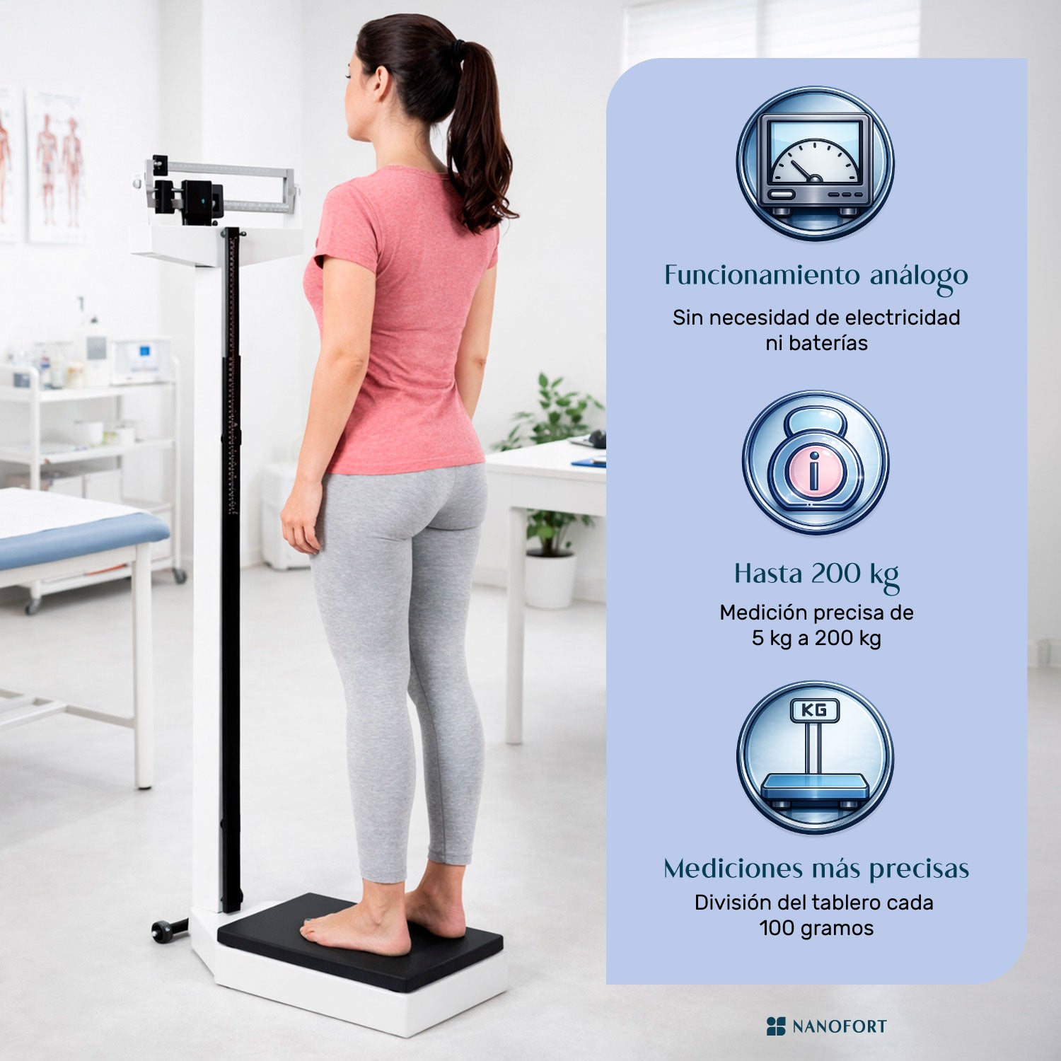 Bascula Balanza Mecanica Estadimetro Precision Clinica 200kg