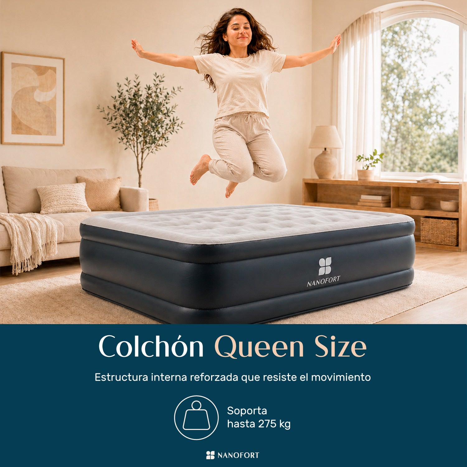 Colchon Inflable Queen Size con Bomba Integrada - Rapido Inflado