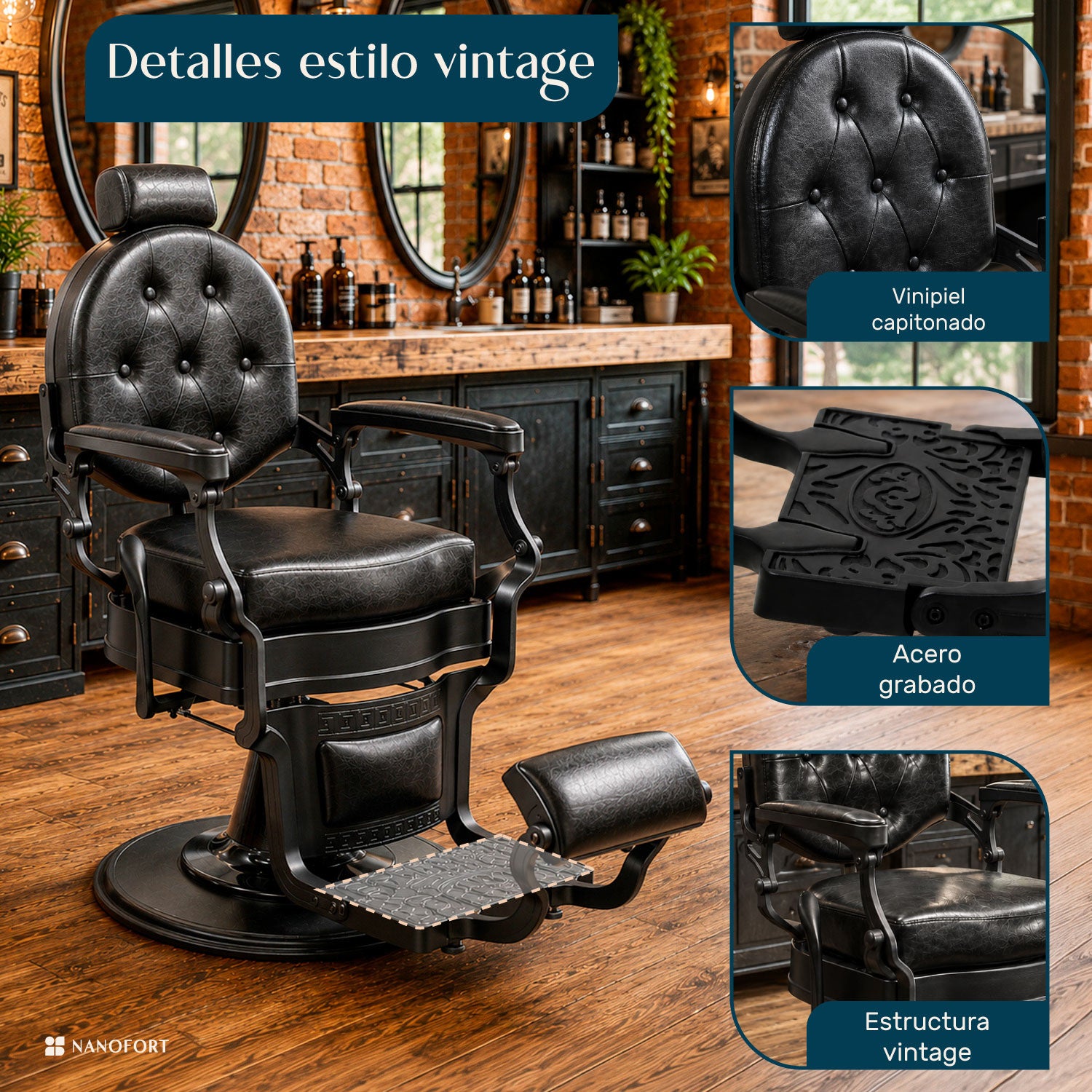 Sillon Gotico Premium Barberia Lujo Robusto Peluqueria Class Color Negro Forma De La Base Redonda Tipo De Respaldo Reclinable