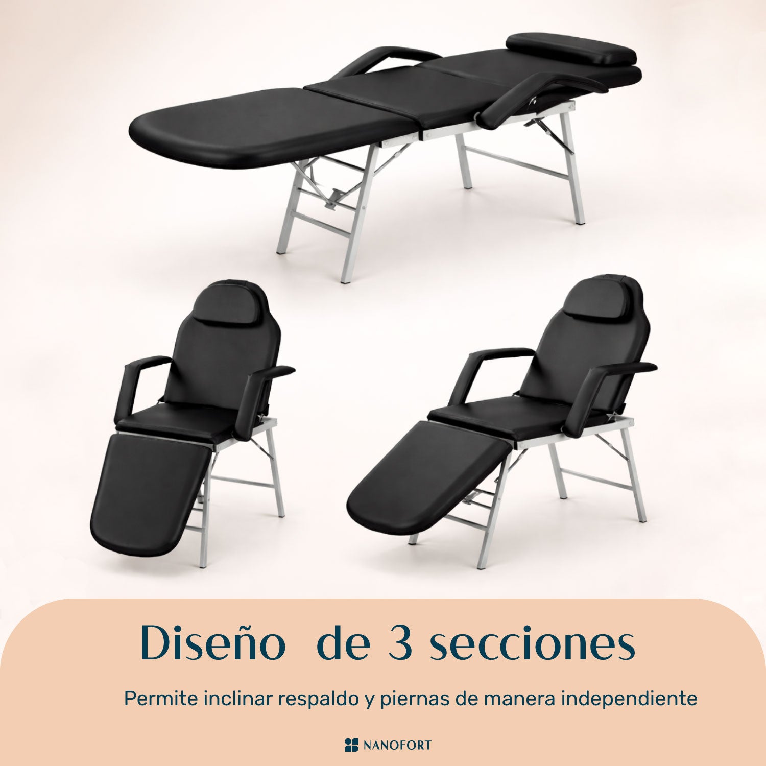 Silla Facial Cama Camilla Sillón Spa Masaje Fisioterapia Tatuajes Negra