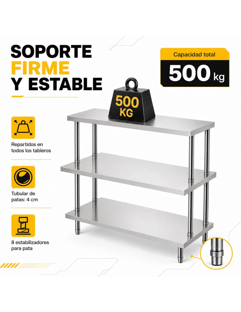 Mesa Isla Trabajo Acero Inoxidable Pasteur 110x60x105