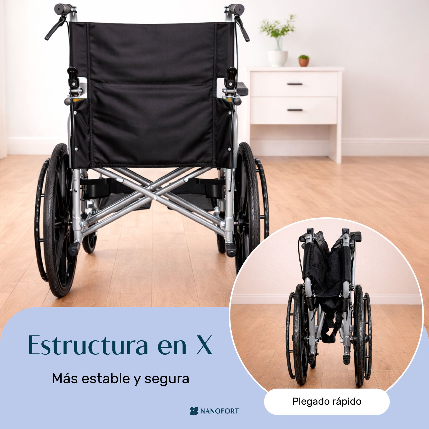 Silla Ruedas Plegable Aluminio Ligera Todo Terreno Premium Color Negro