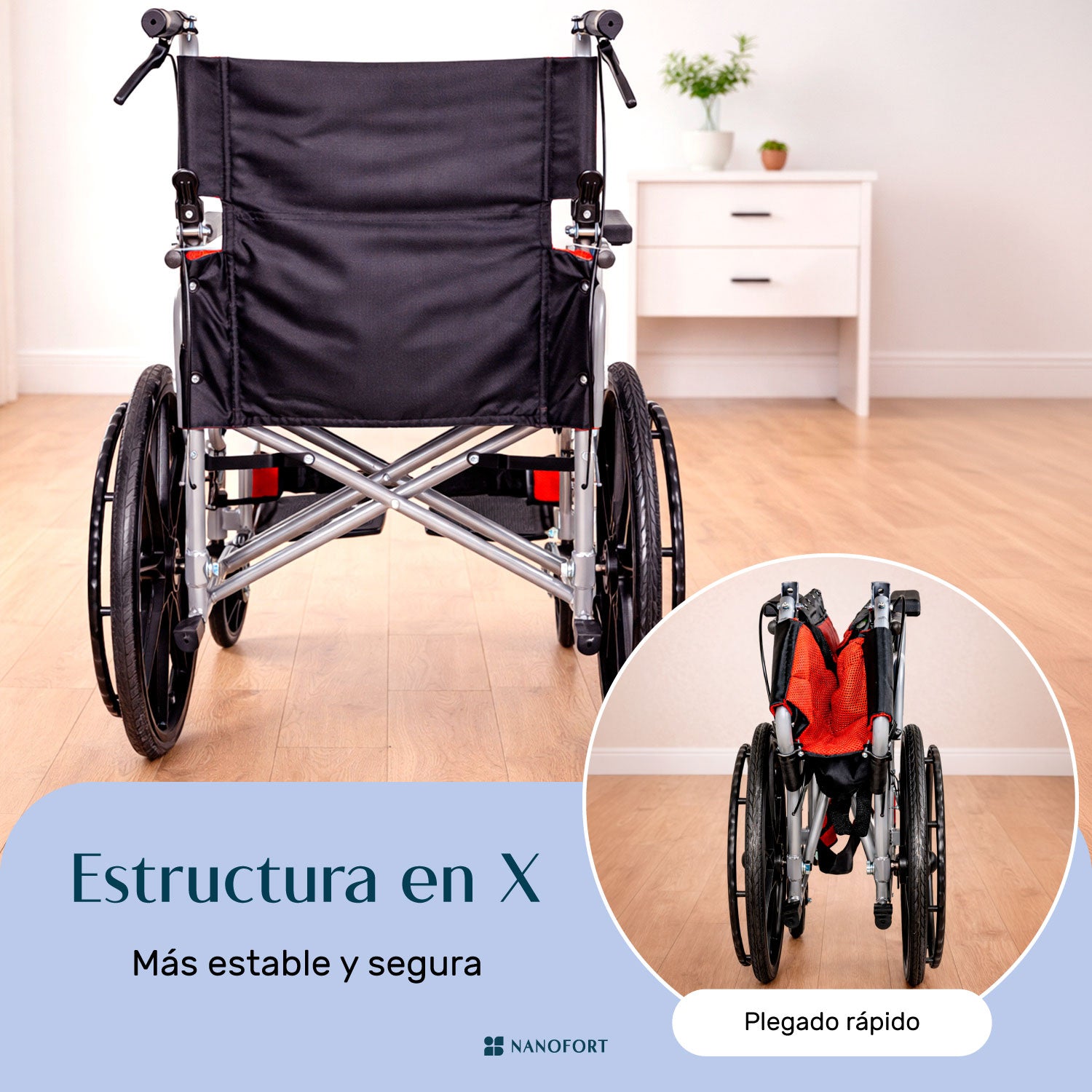 Silla Ruedas Plegable Aluminio Ligera Todo Terreno Premium Color Rojo