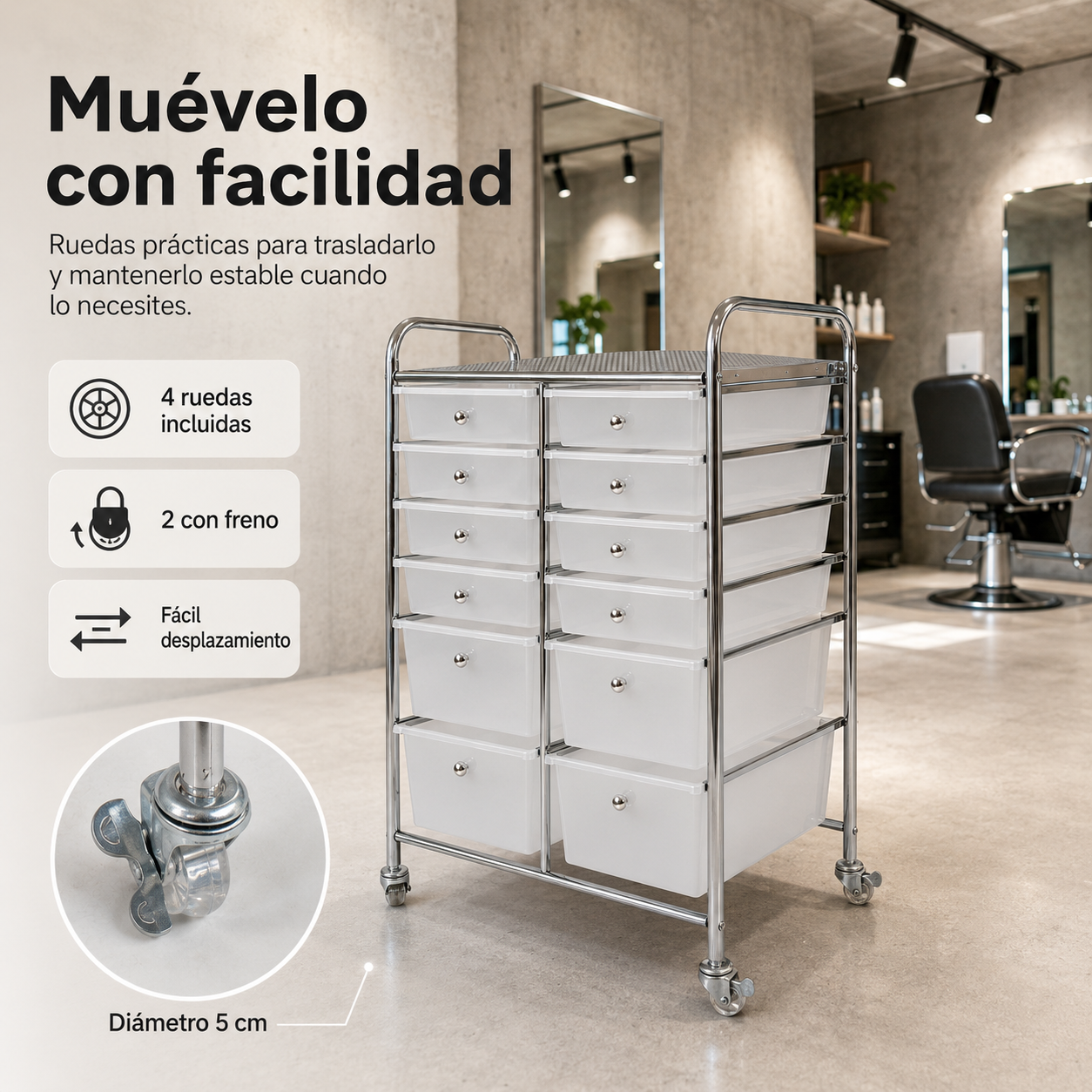 Mesa Auxiliar Organizador Oficina Carro Auxiliar 12 Cajones
