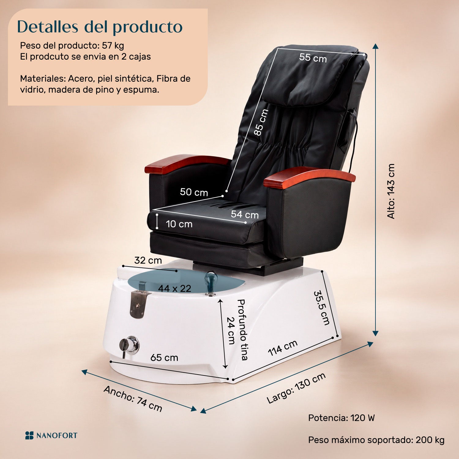 Sillon Spa Masaje Hidromasaje Pedicure Electrico Reclinable