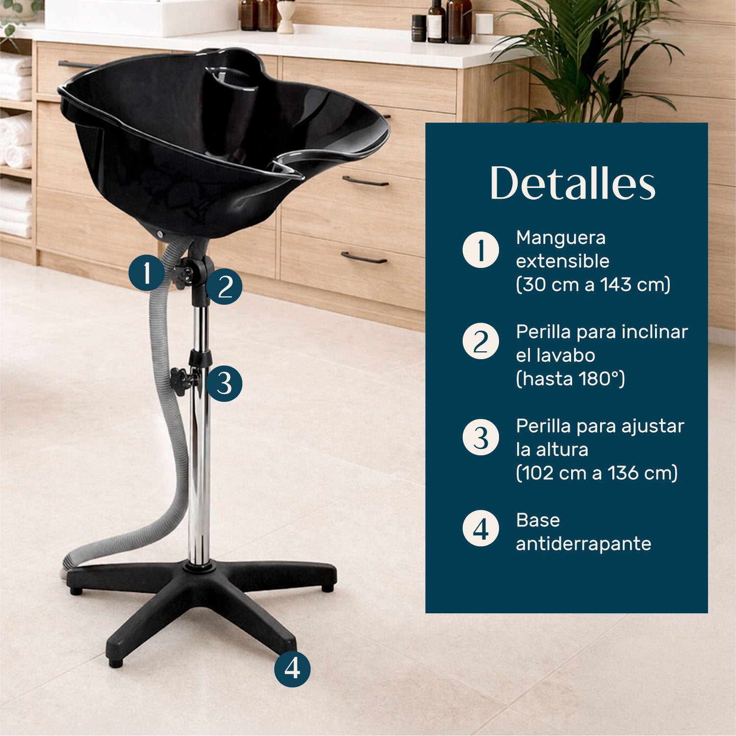 Lavacabezas Portatil para Estetica Salon de Belleza Barberia Lavabo Portatil