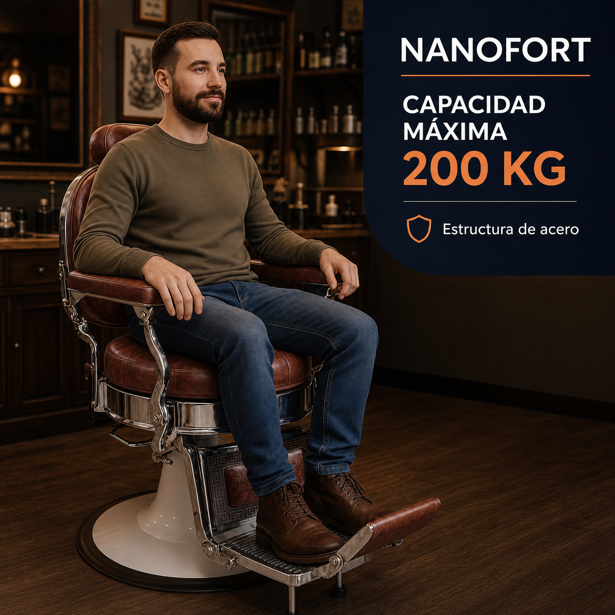 Sillon Barbero Capitonado Premium Barberia Lujo Peluqueria Old Class Cafe
