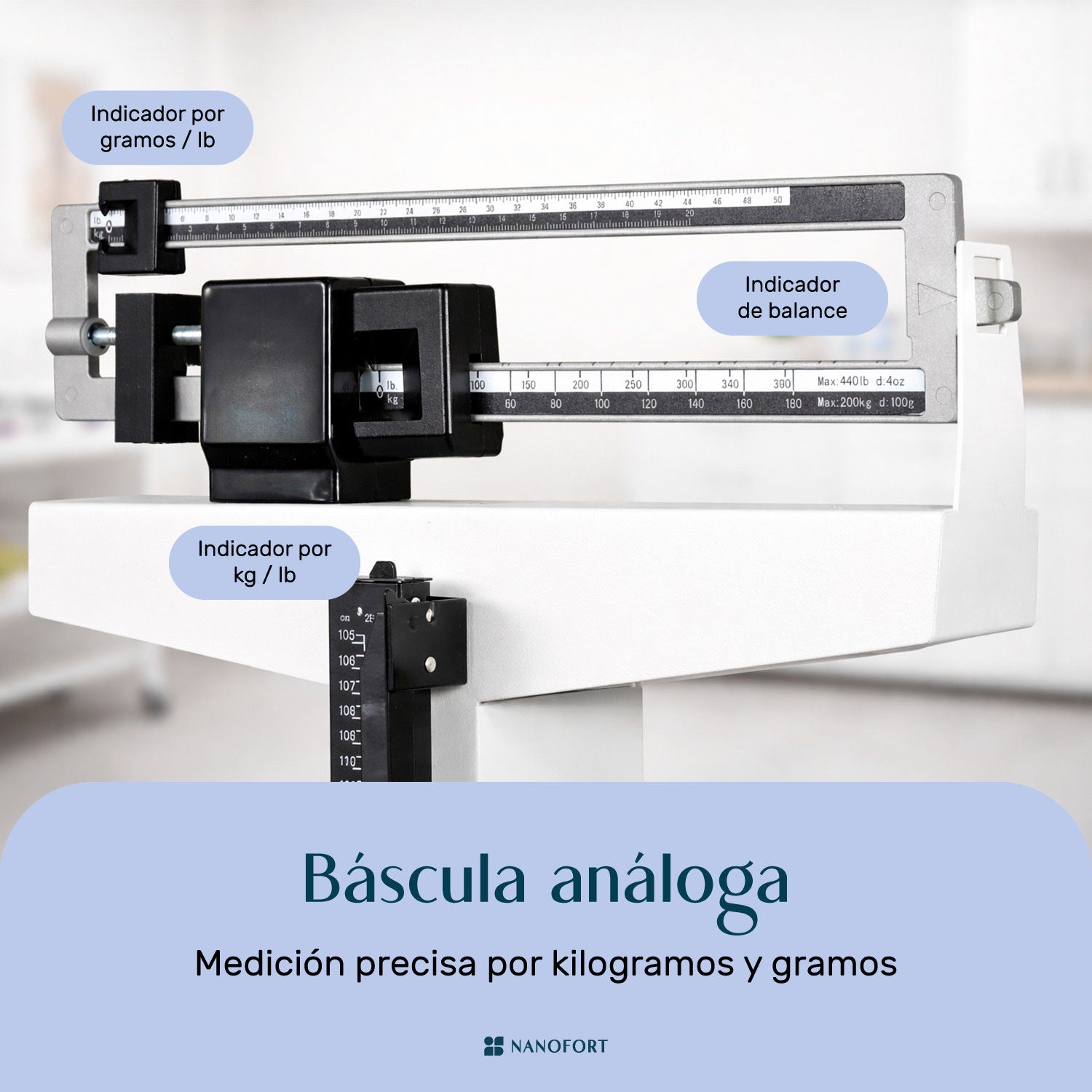 Bascula Balanza Mecanica Estadimetro Precision Clinica 200kg