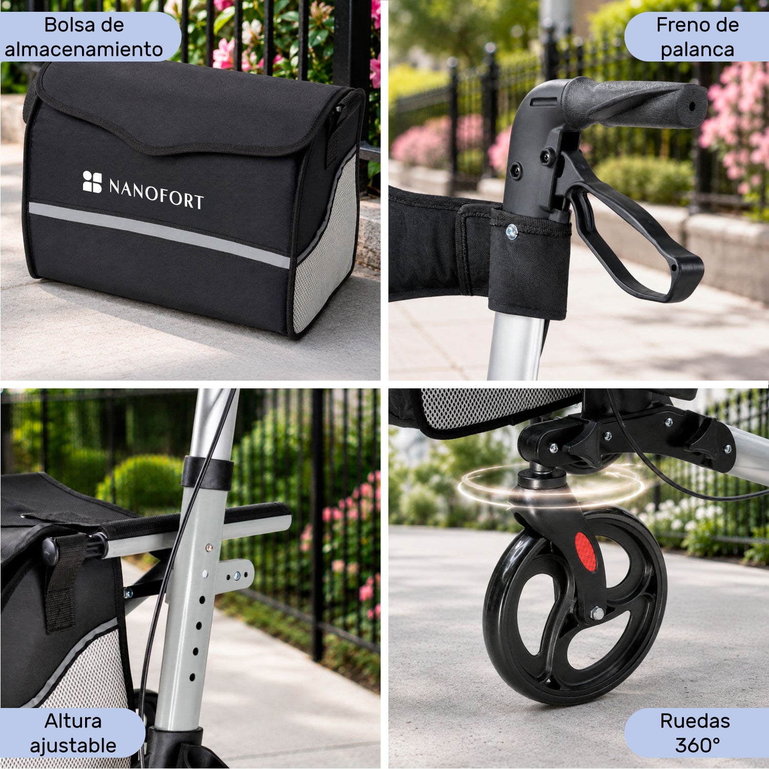 Andadera Silla De Transporte Para Adulto Plegable Ajustable