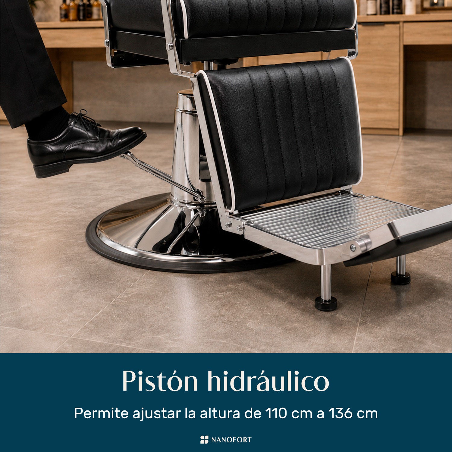 Sillón Barberia Hidráulico Silla Estética Respaldo Ajustable Inclinación  50° Negro
