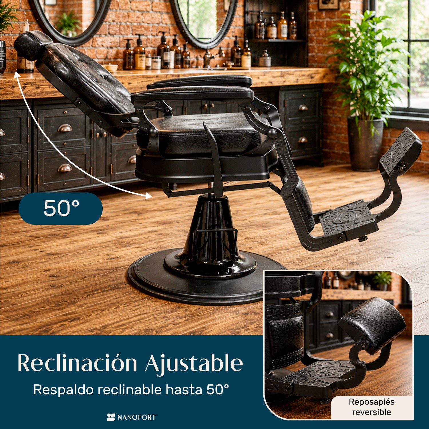 Sillon Gotico Premium Barberia Lujo Robusto Peluqueria Class Color Negro Forma De La Base Redonda Tipo De Respaldo Reclinable