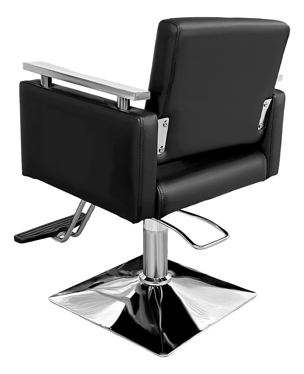 Sillon Silla Barberia Estetica Cuadrada 360° Moderna Negra